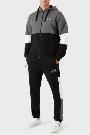 EA7 Pamuklu Regular Fit Fermuarlı Kapüşonlu Eşofman Takım Erkek Eşofman Takımı 6LPV54 PJ07Z 1200 SİYAH - EA7