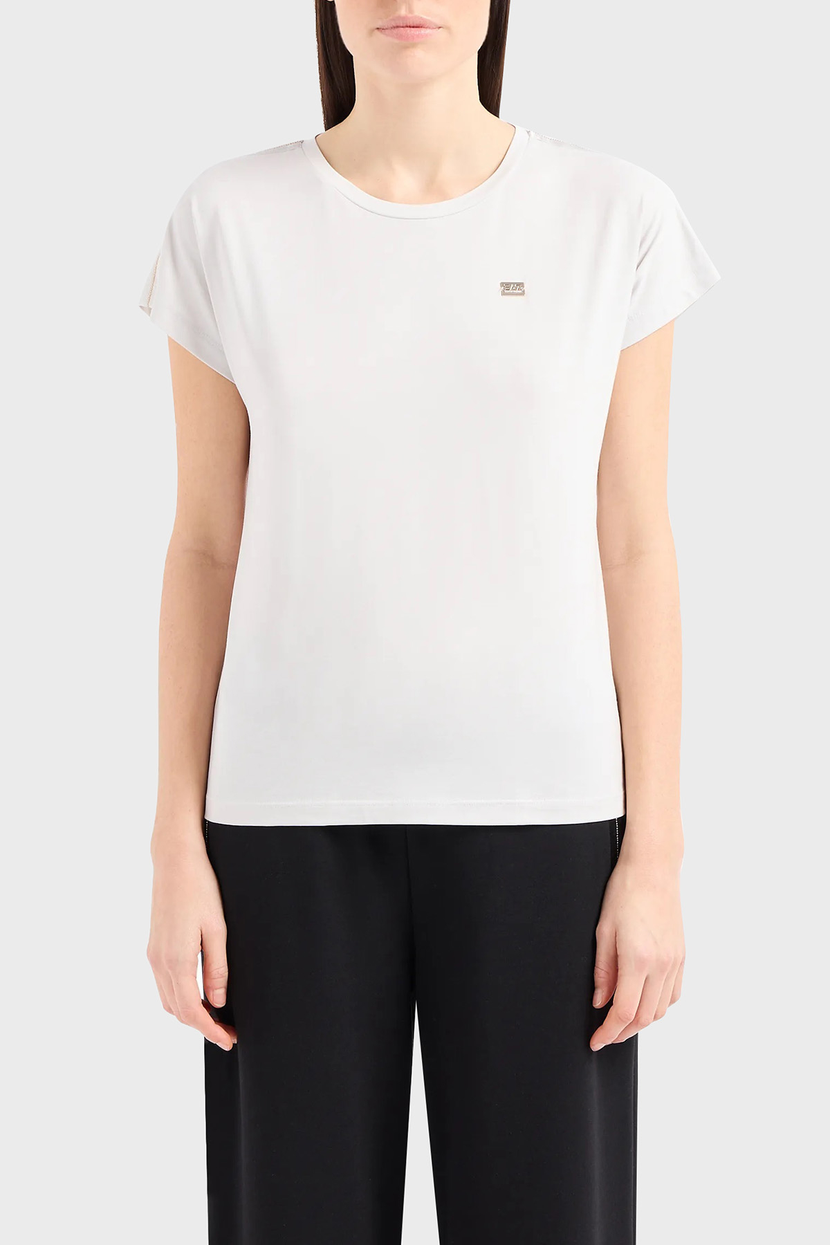 EA7 Pamuklu Slim Fit Bisiklet Yaka Kadın T Shirt 3DTT41 TJVAZ 1938 GRİ