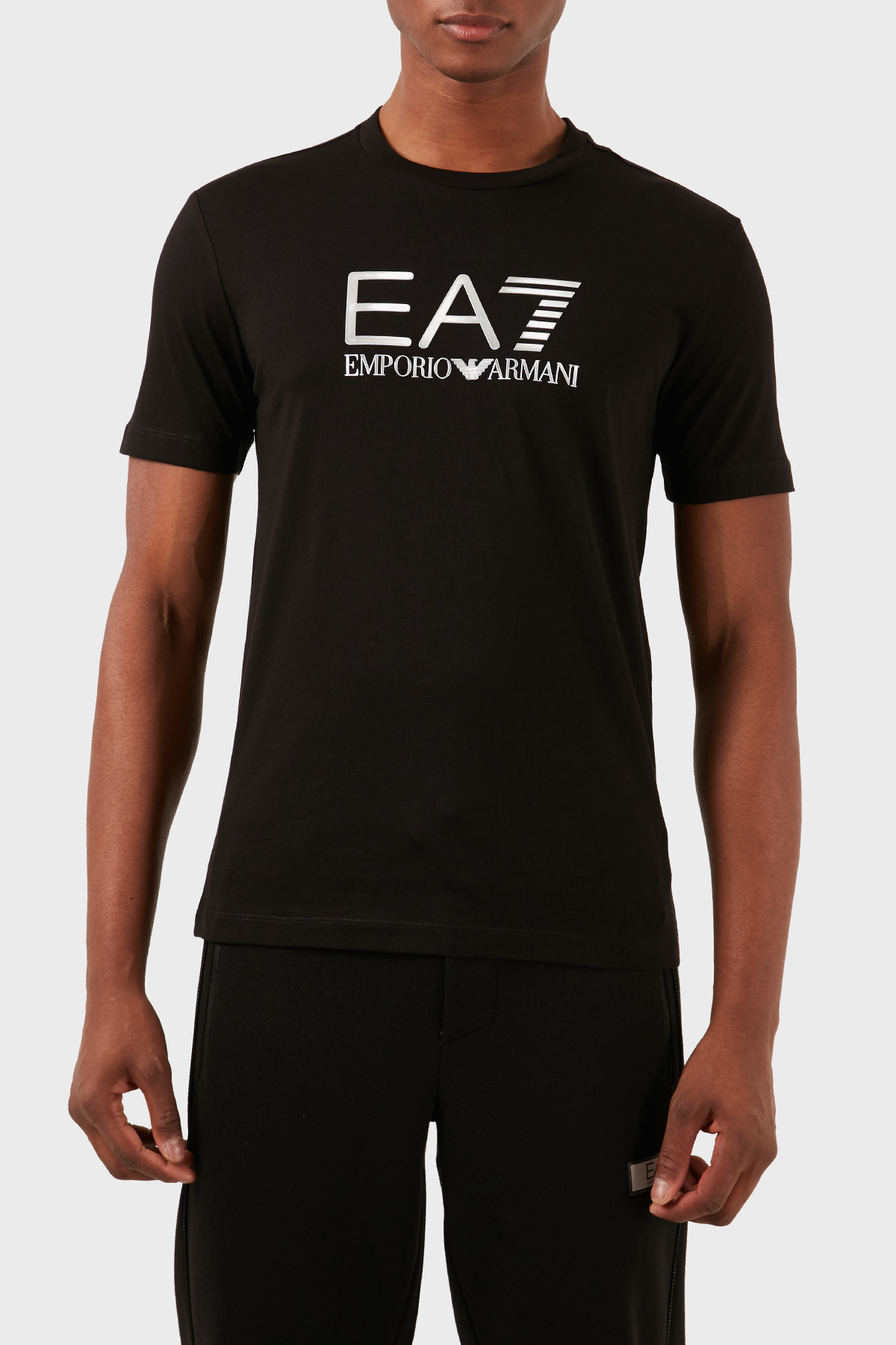 EA7 Pamuklu Slim Fit Bisiklet Yaka Erkek T Shirt 3DPT71 PJM9Z 1200 SİYAH