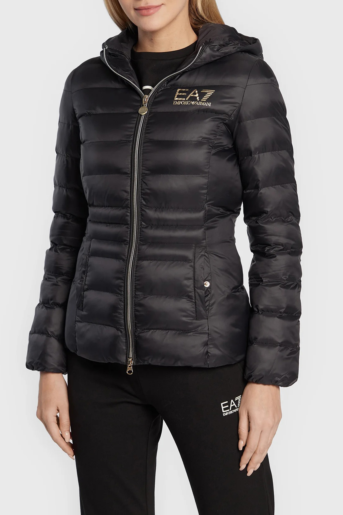 EA7 Regular Fit Fermuarlı Kapüşonlu Şişme Kadın Mont 6LTB03 TN88Z 1200 SİYAH