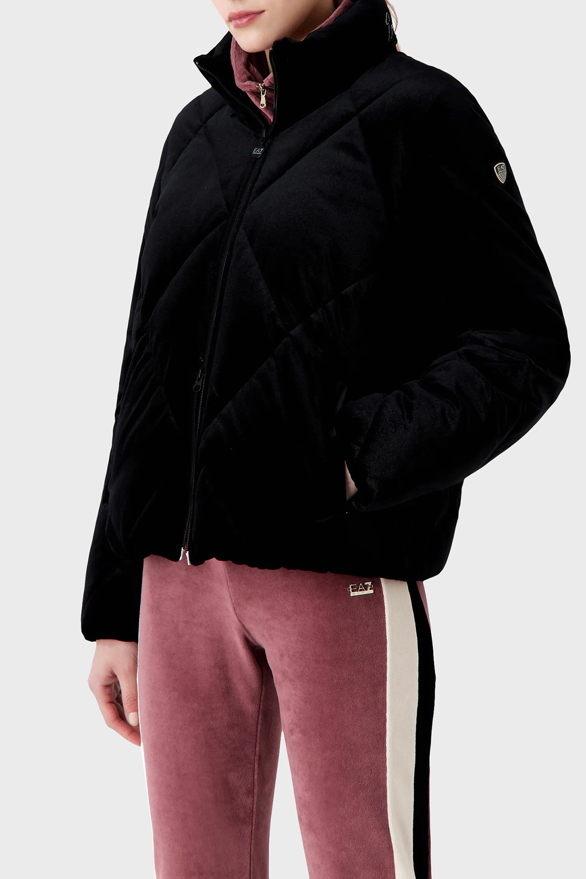 EA7 Regular Fit Kadife Bomber Kadın Mont 6RTB04 TN7VZ 1200 SİYAH