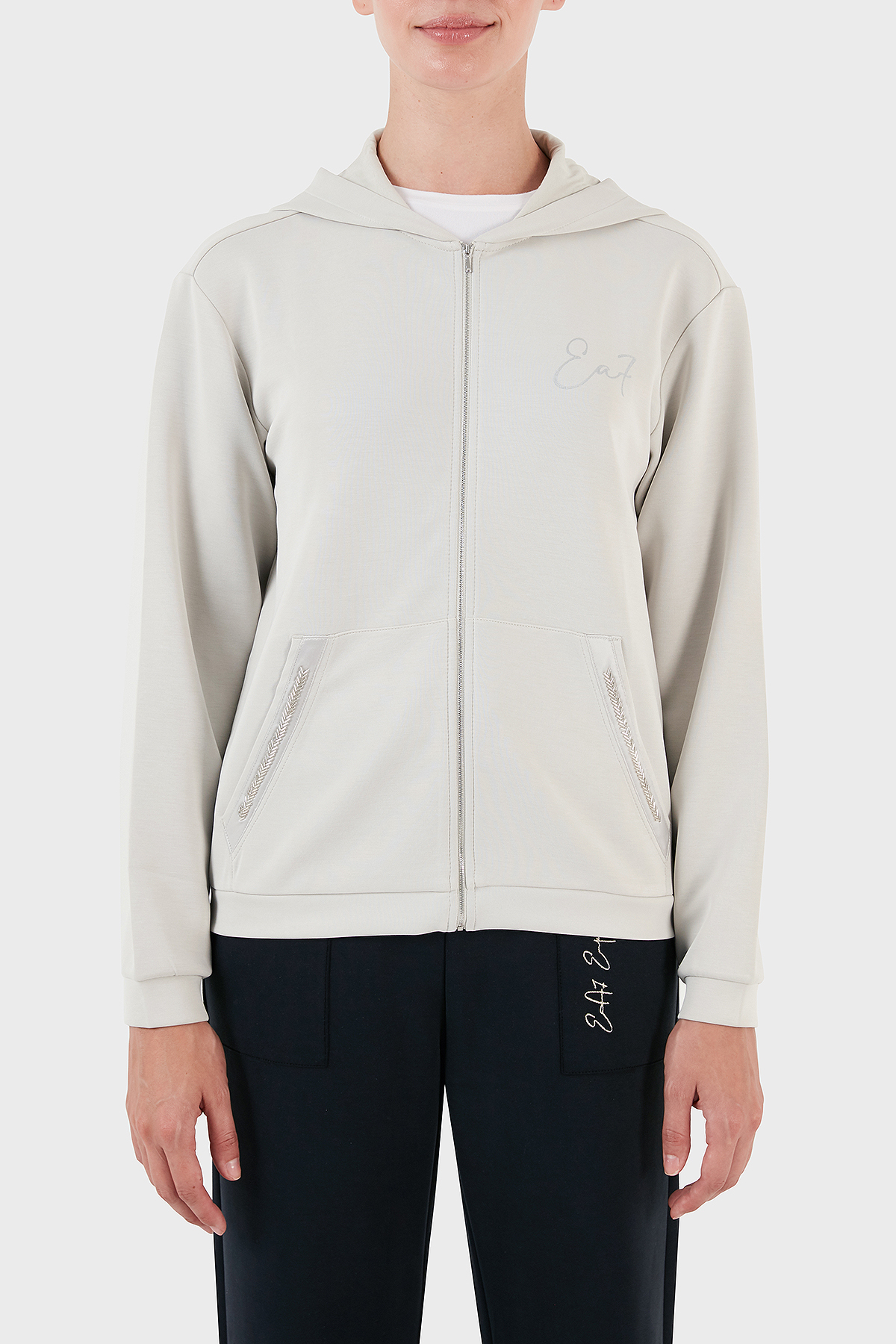 EA7 Regular Fit Kapüşonlu Kadın Sweat 6RTM20 TJDCZ 1931 GRİ