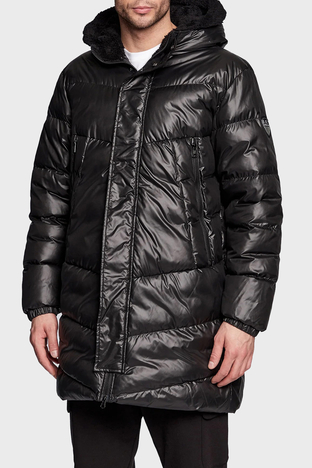 EA7 Regular Fit Suni Kürk Kapüşonlu Uzun Şişme Erkek Mont 6LPK01 PN3BZ 1200 SİYAH - EA7