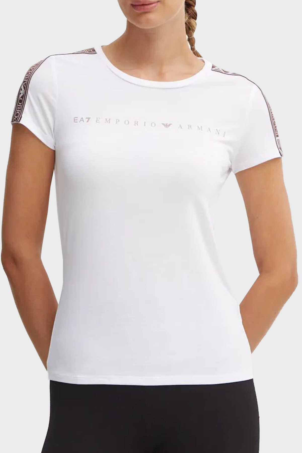 EA7 Slim Fit Bisiklet Yaka Kadın T Shirt 6DTT03 TJKUZ 1100 BEYAZ