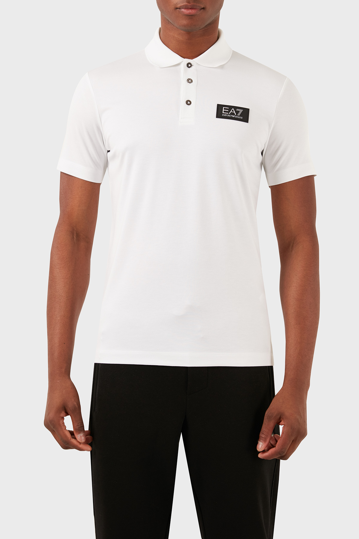 EA7 Slim Fit Düğmeli Erkek Polo Yaka T Shirt 3DPF78 PJUJZ 1100 BEYAZ