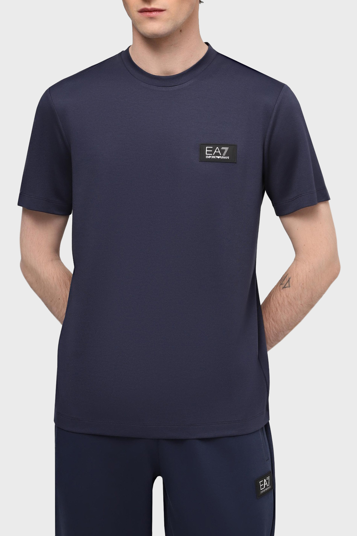 EA7 Slim Fit Logolu Bisiklet Yaka Erkek T Shirt 3DPT72 PJUJZ 1554 LACİVERT
