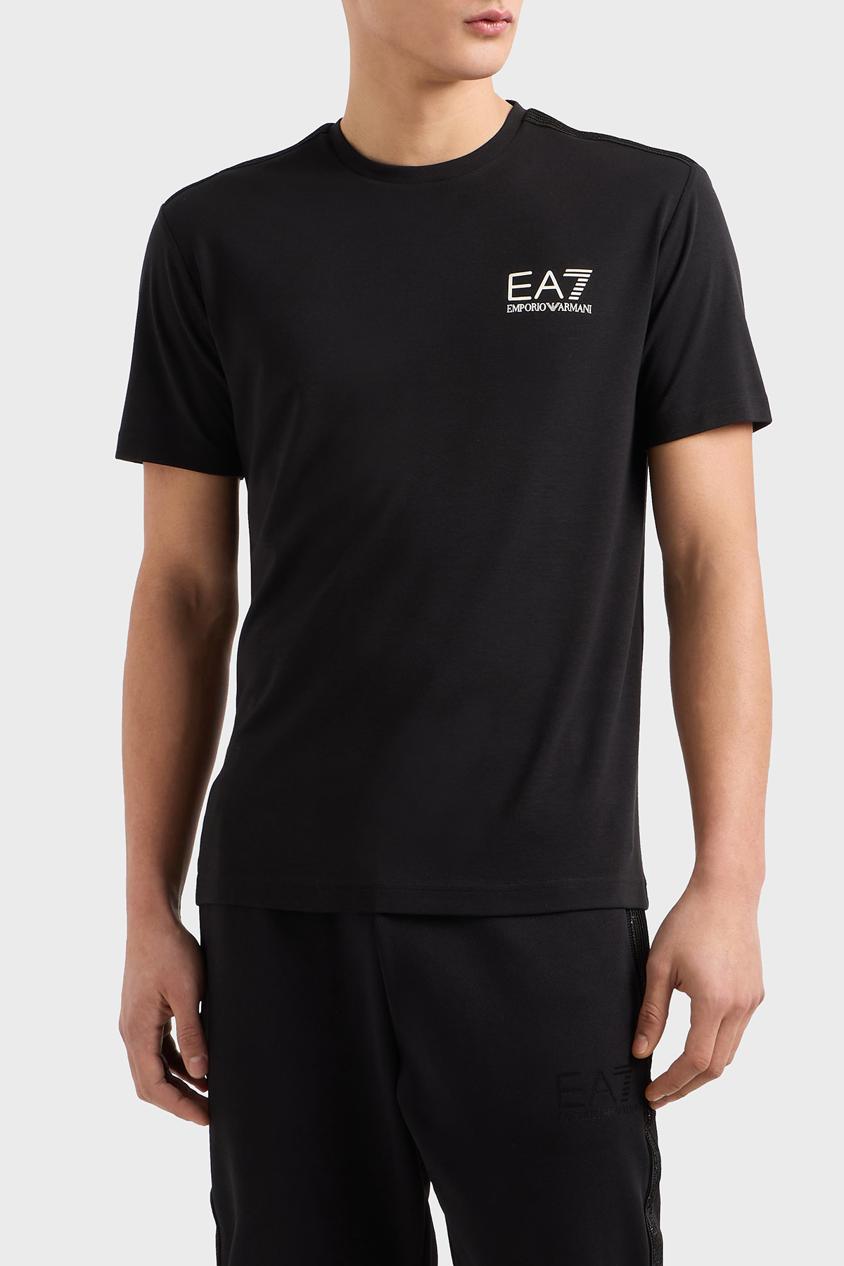 EA7 Streç Logolu Slim Fit Bisiklet Yaka Erkek T Shirt 7M000299 AF13739 UC001 SİYAH
