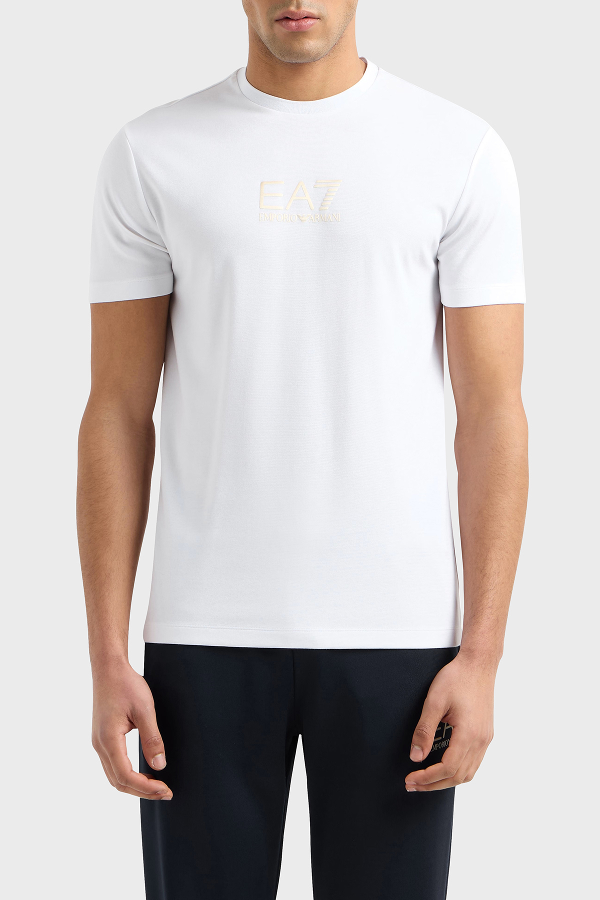 EA7 Streç Logolu Slim Fit Bisiklet Yaka Erkek T Shirt 7M000301 AF13739 U0002 BEYAZ