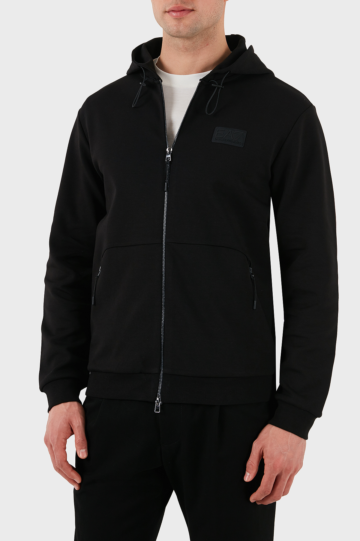 EA7 Streç Pamuklu Regular Fit Kapüşonlu Erkek Sweat 7M000094 AF12116 UC001 SİYAH