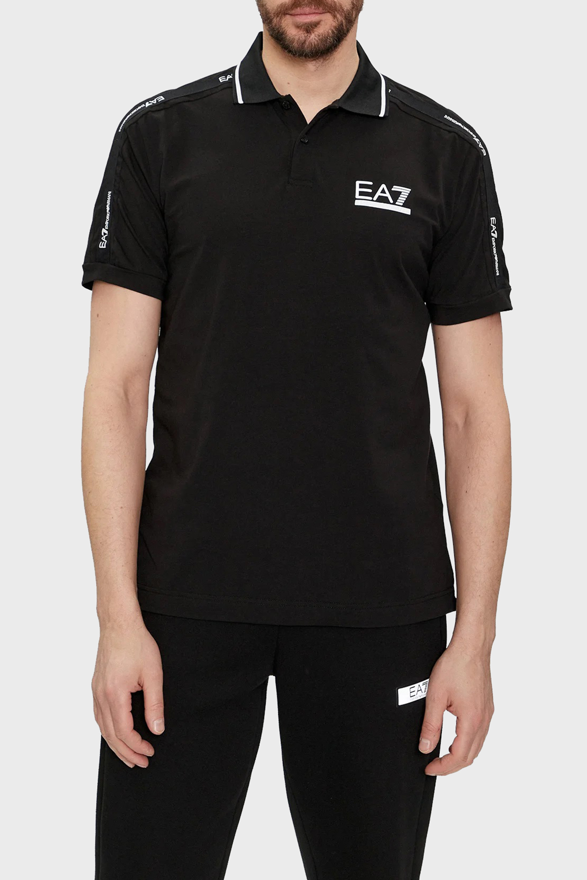 EA7 Streç Pamuklu Slim Fit Erkek Polo Yaka T Shirt 3DPF20 PJ03Z 1200 SİYAH