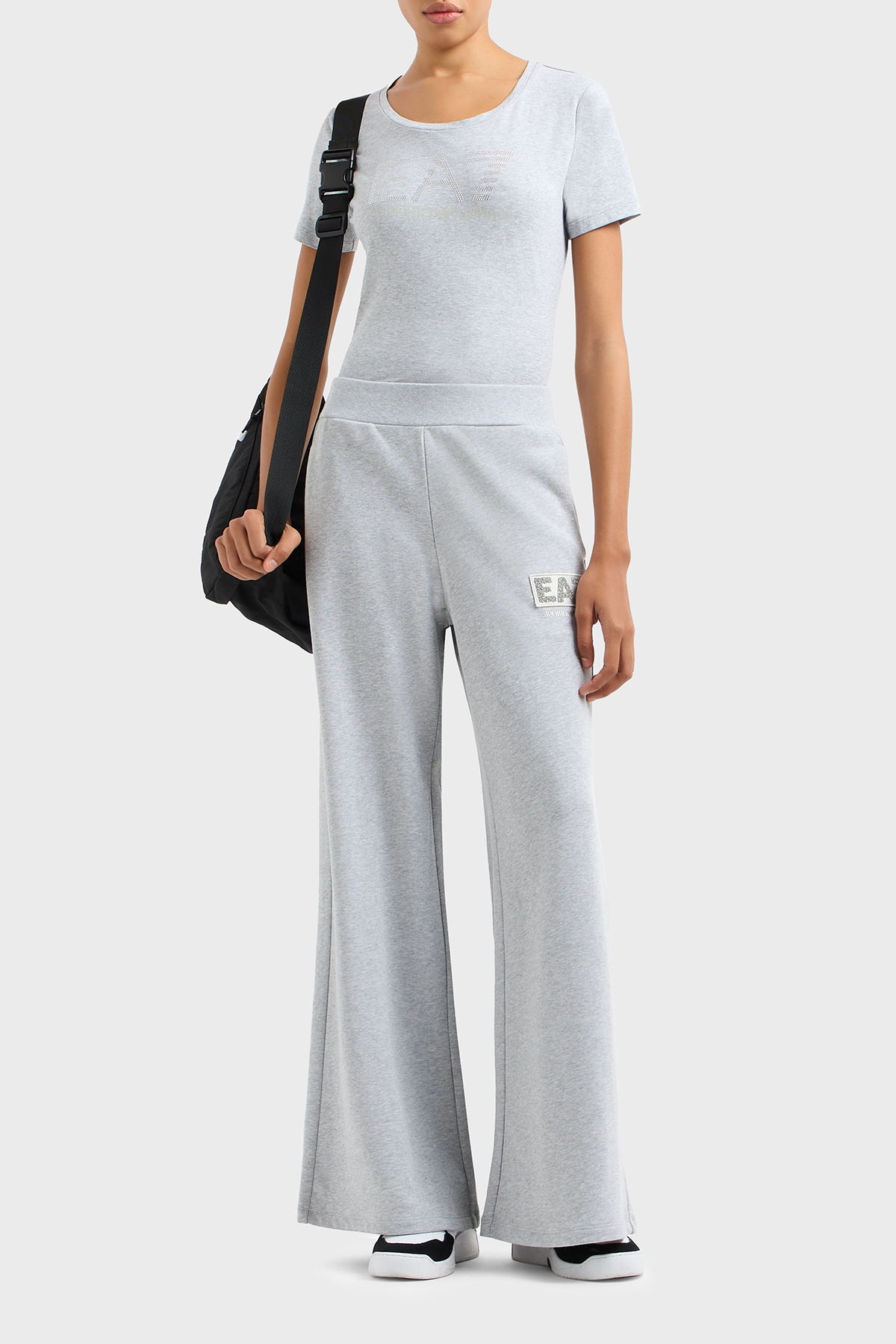 EA7 Wide Leg Normal Bel Bol Paça Logolu Kadın Pantolon 7W000179 AF12473 O8002 GRİ