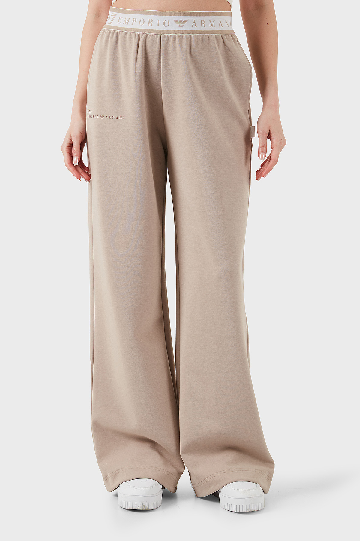 EA7 Wide Leg Yüksek Bel Bol Paça Logolu Kadın Pantolon 7W000281 AF12501 U6155 BEJ