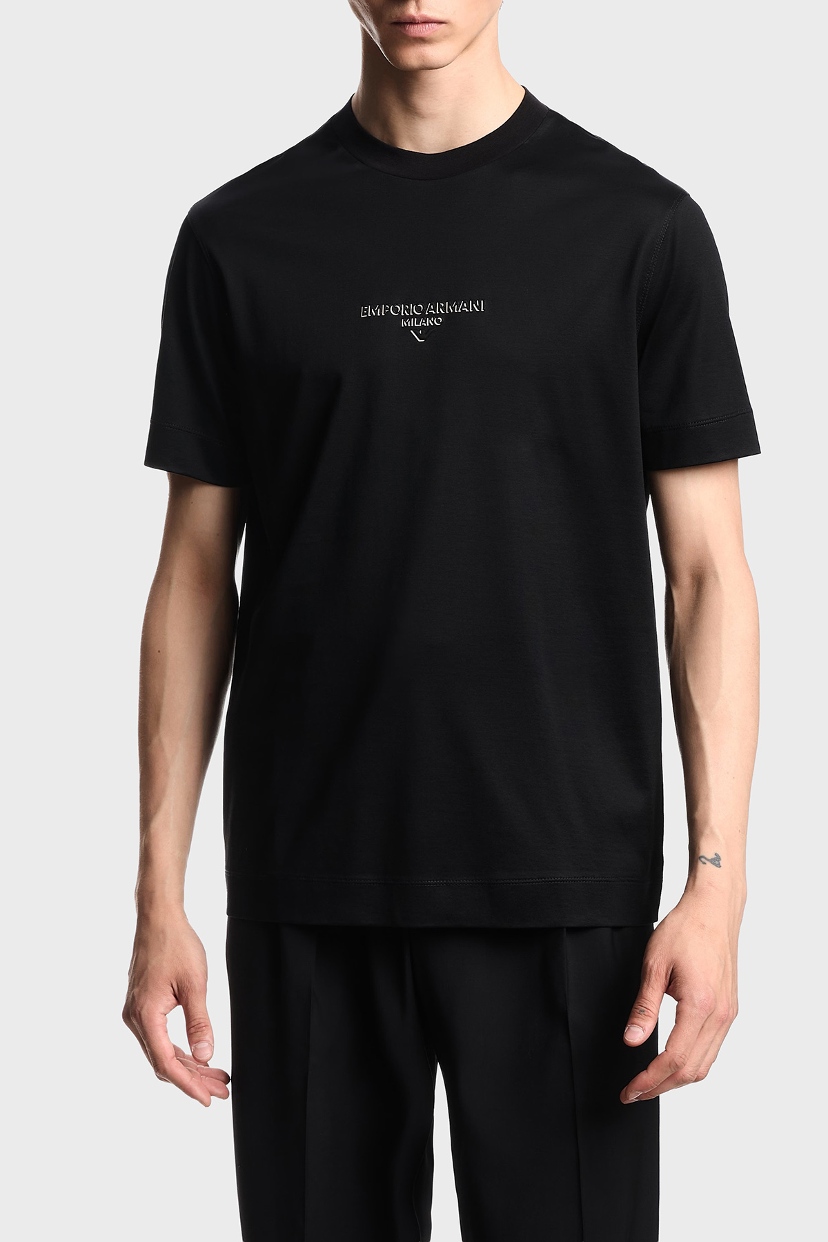 Emporio Armani Logo Baskılı Pamuklu Regular Fit Bisiklet Yaka Erkek T Shirt EM002838 AF10761 UC001 SİYAH