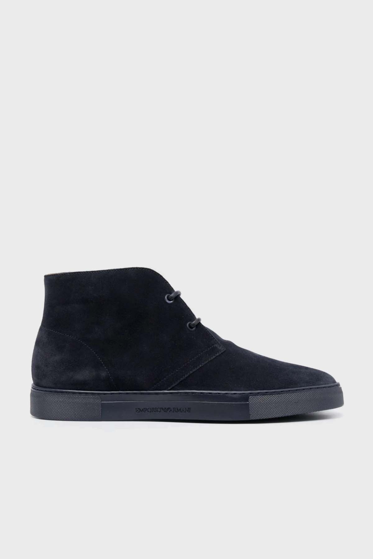 Emporio Armani % 100 Hakiki Deri Süet Erkek Bot X4M392 XF053 00006 LACİVERT