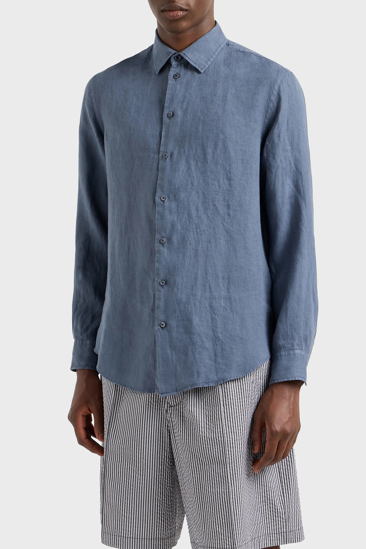 Emporio Armani % 100 Keten Regular Fit Erkek Gömlek E31SM0 010F1 920 LACİVERT