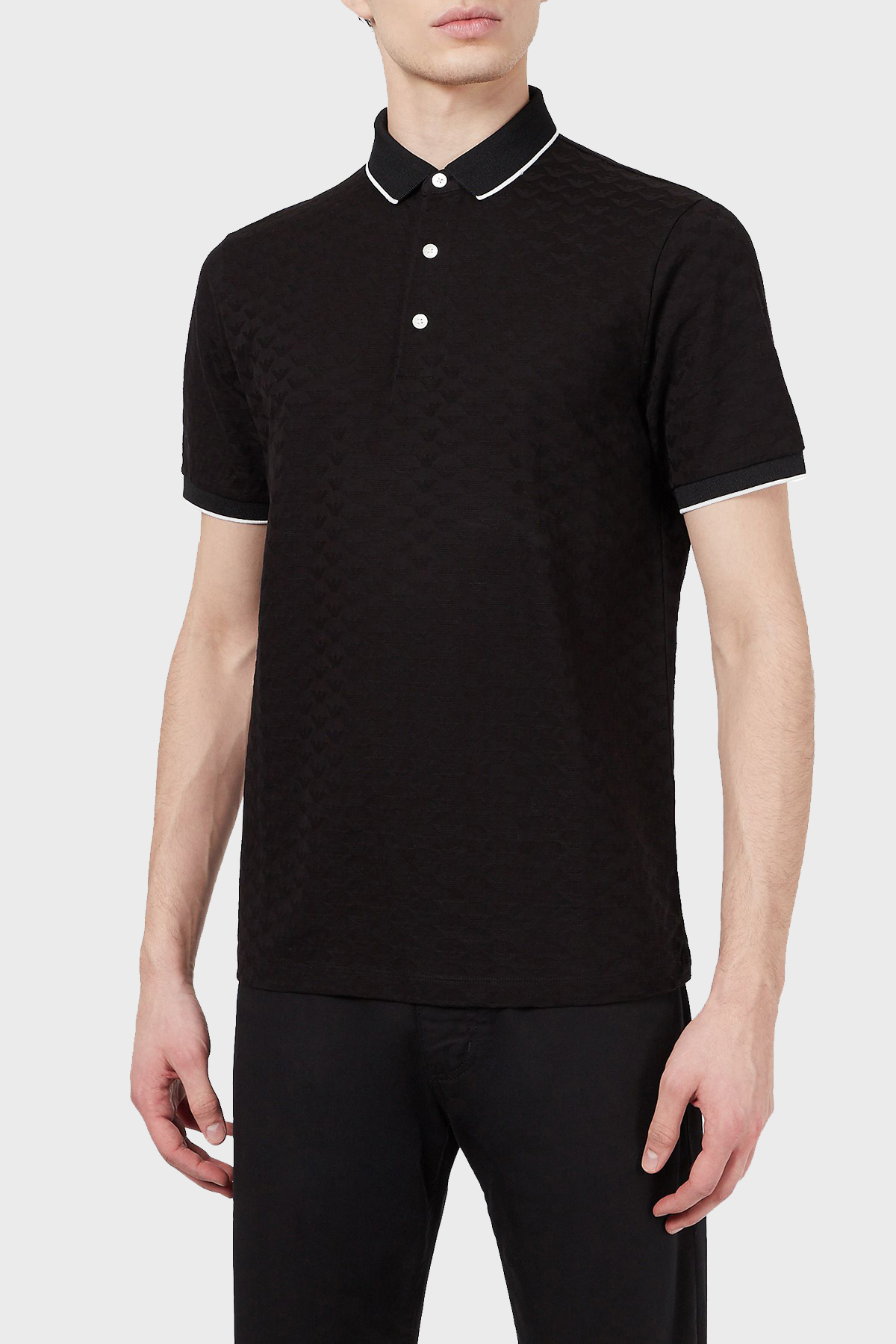 Emporio Armani % 100 Pamuk Düğmeli Erkek Polo Yaka T Shirt 8N1FP0 1JHWZ 0999 SİYAH