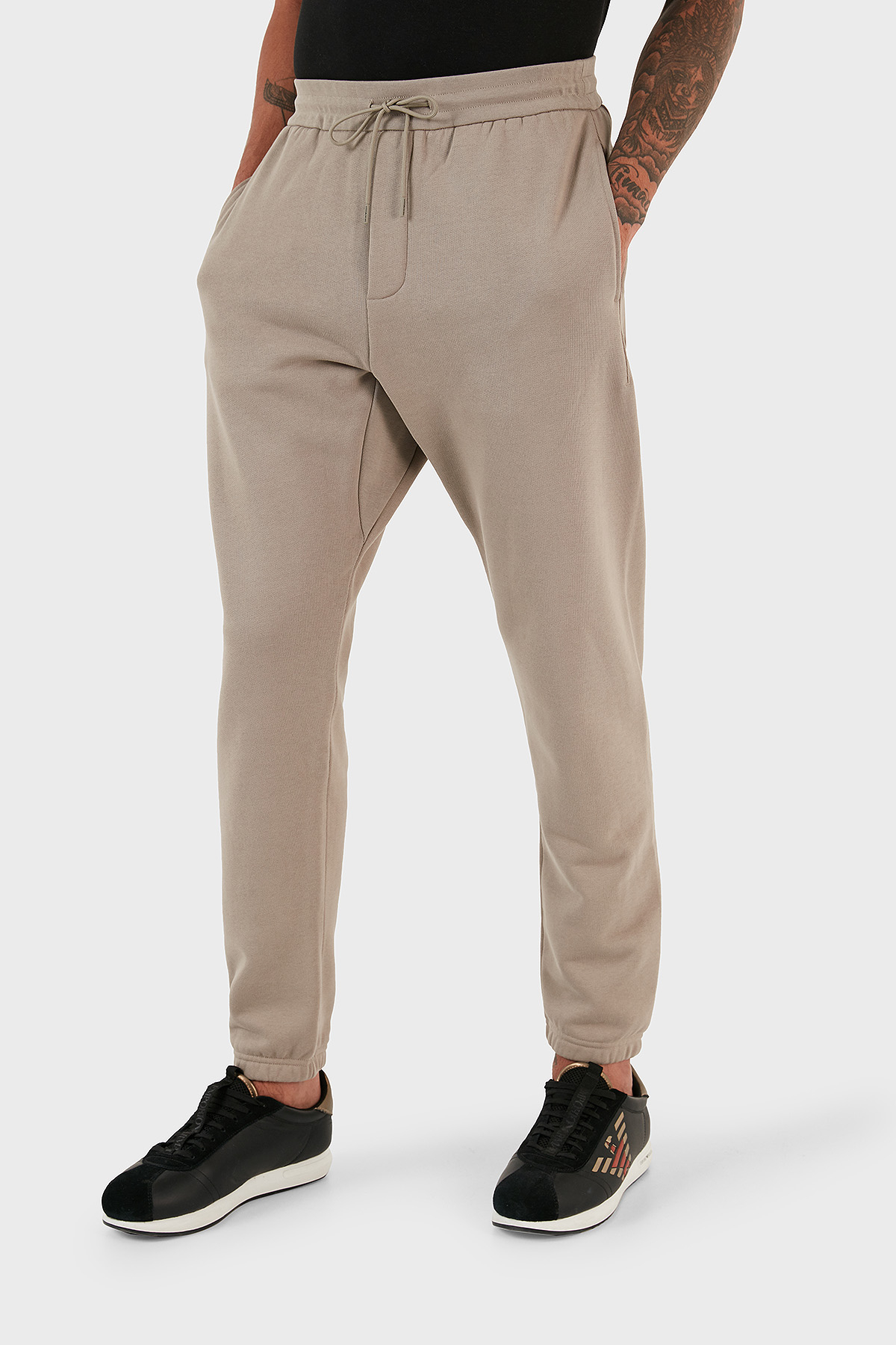 Emporio Armani % 100 Pamuk İpli Elastik Paçalı Regular Fit Jogger Spor Erkek Pantolon 6R1PU3 1JWPZ 0643 HAKİ
