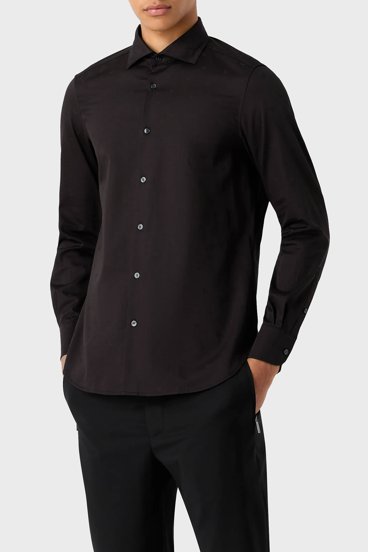 Emporio Armani % 100 Pamuk Jakar Desenli Regular Fit Erkek Gömlek 6R1C86 1NVYZ F087 SİYAH