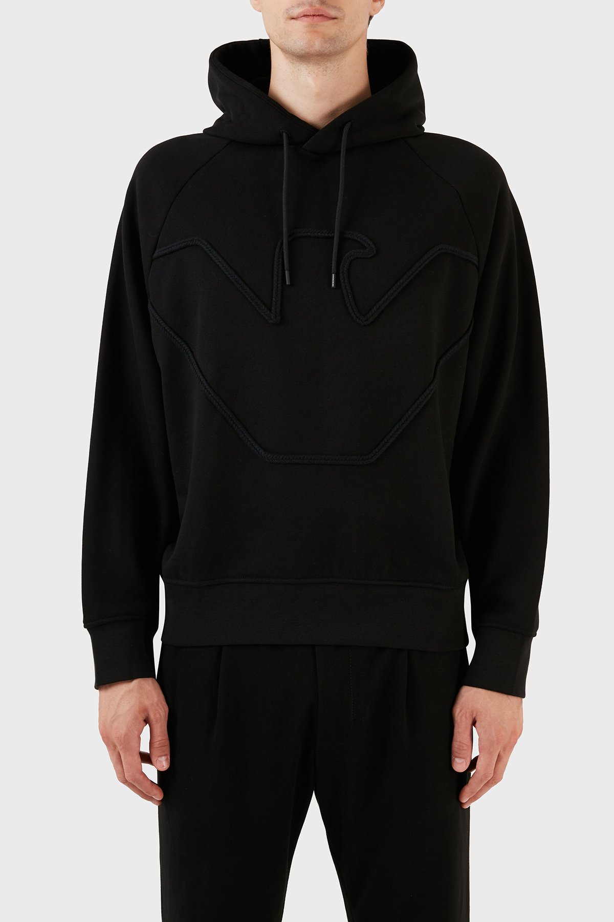 Emporio Armani % 100 Pamuk Kapüşonlu Logo Desenli Regular Fit Erkek Sweat 6R1ME4 1JWPZ 00B4 SİYAH