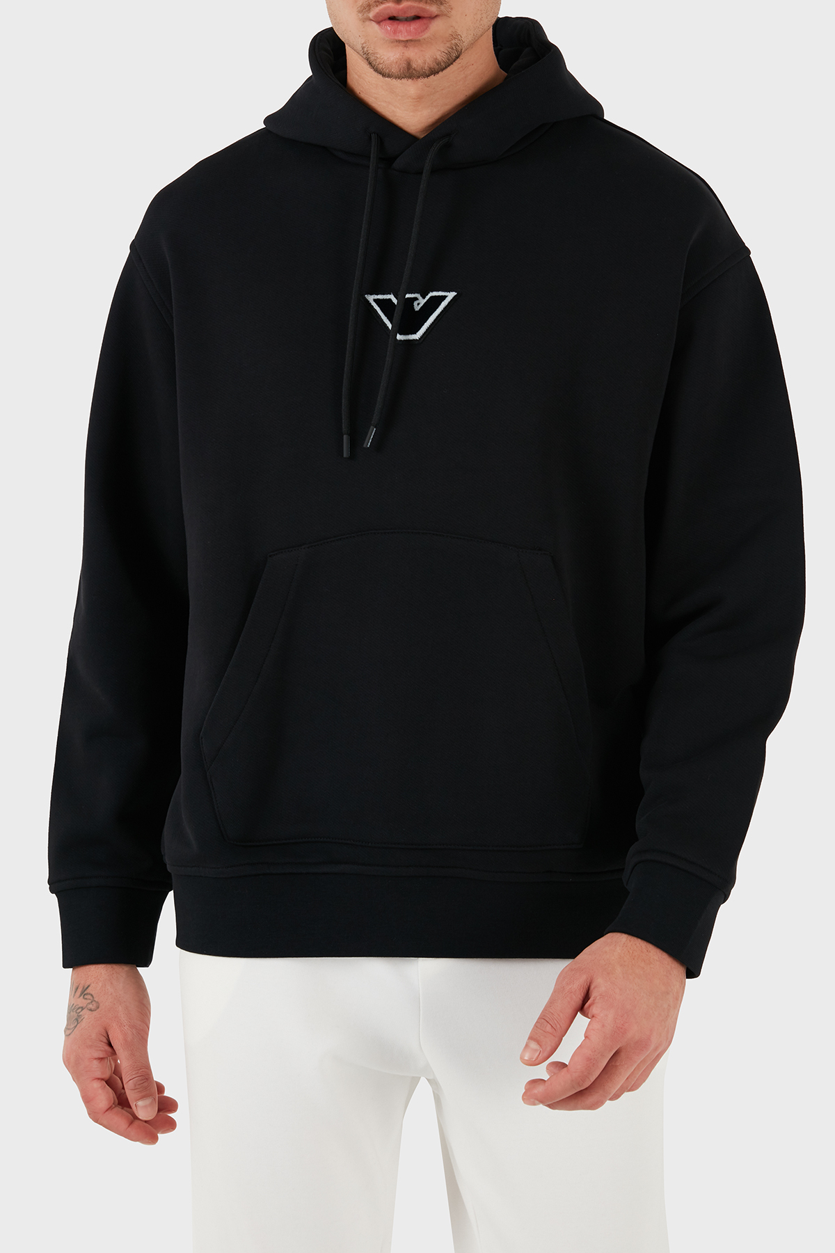 Emporio Armani % 100 Pamuk Logolu Regular Fit Kapüşonlu Erkek Sweat 6D1M93 1JTAZ 0037 SİYAH