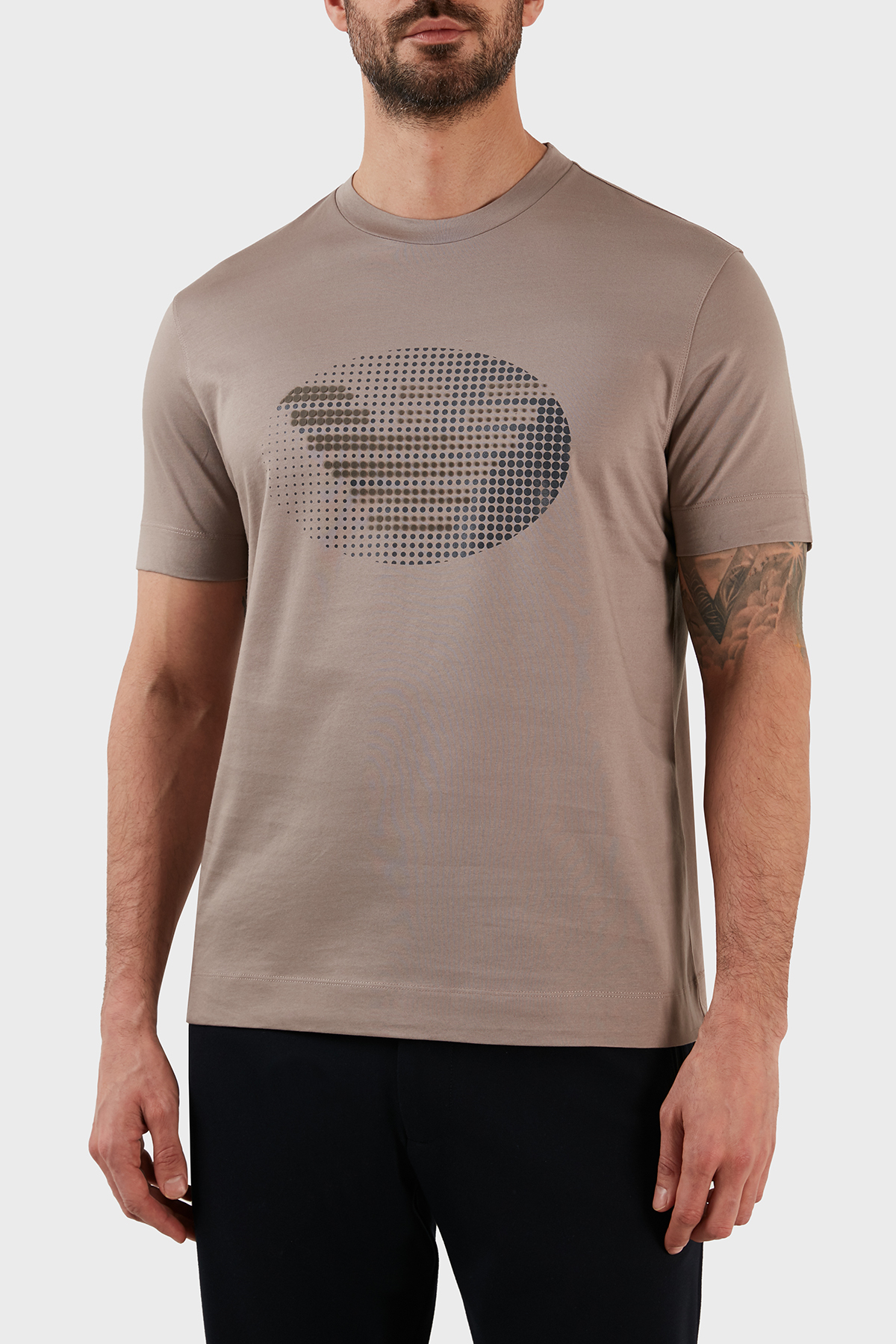 Emporio Armani % 100 Pamuk Regular Fit Bisiklet Yaka Erkek T Shirt 3R1TU1 1JSAZ 0144 TOPRAK