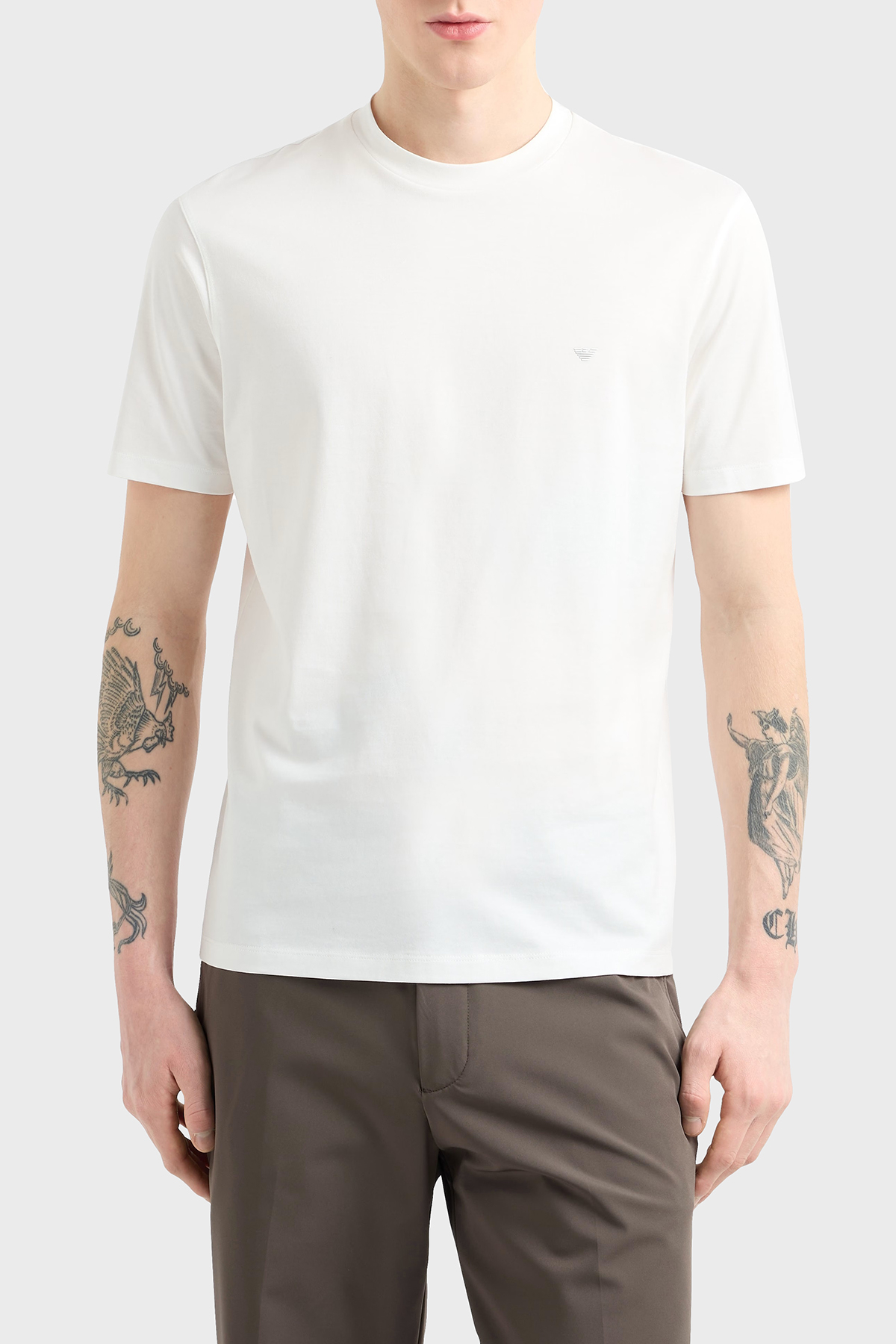 Emporio Armani % 100 Pamuk Regular Fit Bisiklet Yaka Erkek T Shirt EM000983 AF13669 U0003 BEYAZ