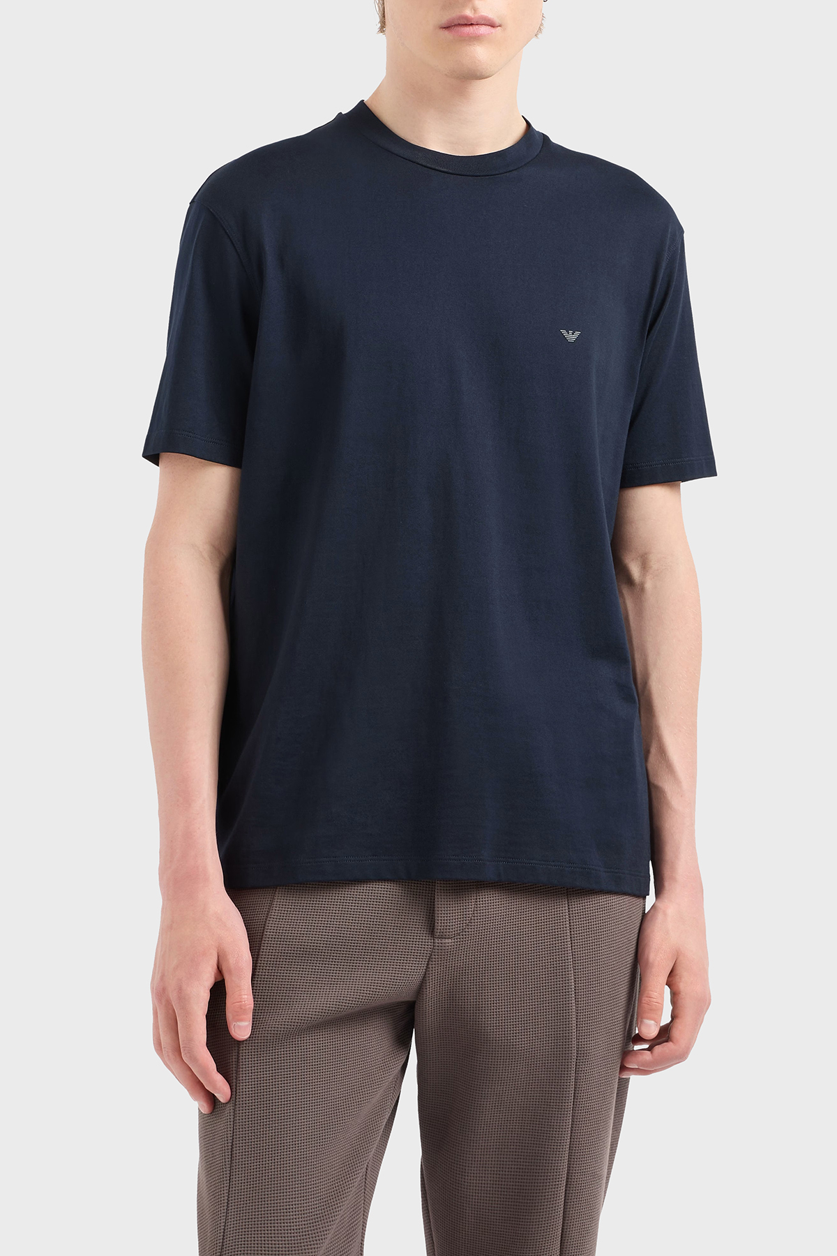 Emporio Armani % 100 Pamuk Regular Fit Bisiklet Yaka Erkek T Shirt EM000983 AF13669 UB118 LACİVERT