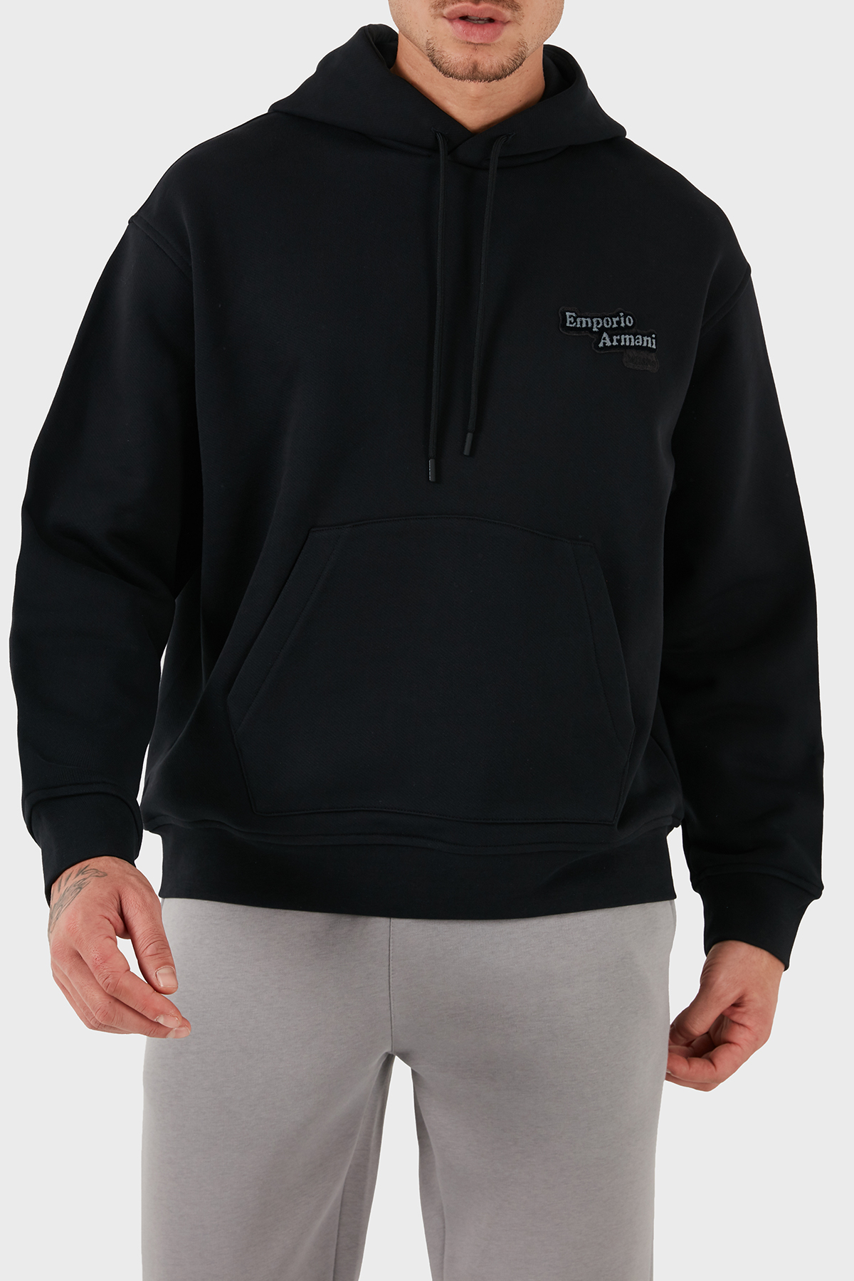 Emporio Armani % 100 Pamuk Regular Fit Kapüşonlu Erkek Sweat 6D1M93 1JTAZ 0038 SİYAH