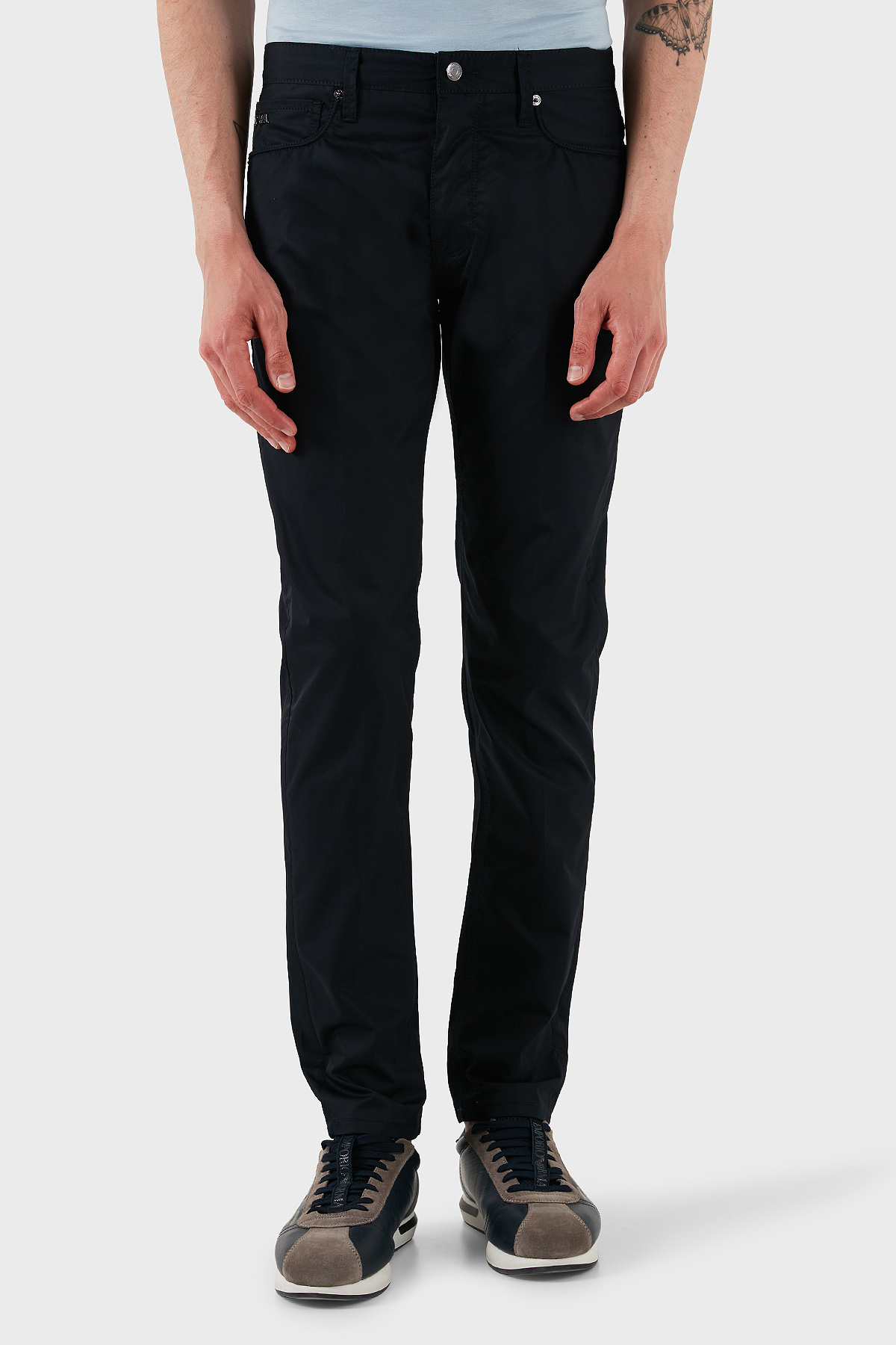 Emporio Armani % 100 Pamuk Regular Fit Normal Bel Düz Paça Erkek Pantolon EM000668 AF14253 UB118 LACİVERT