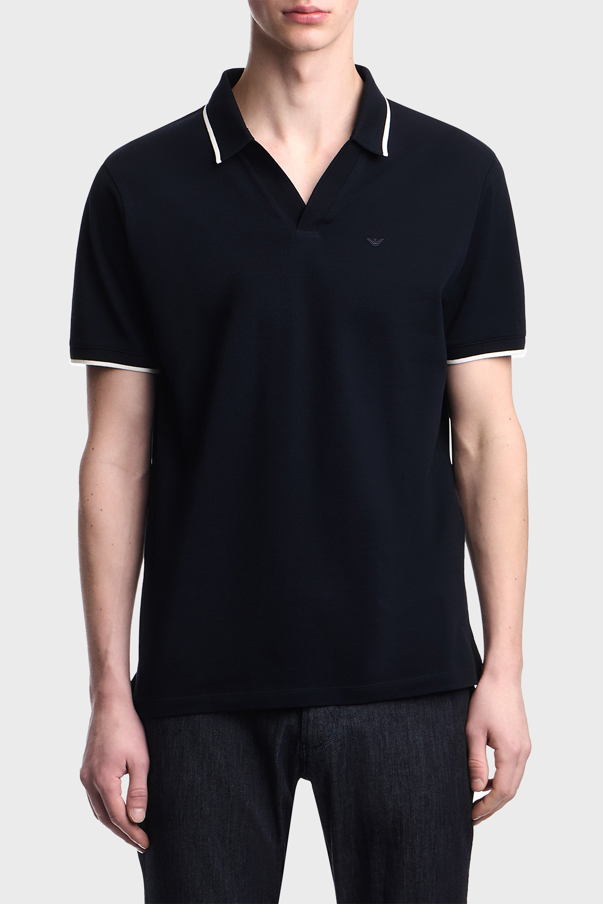 Emporio Armani % 100 Pamuk Regular Fit Şerit Detaylı Erkek Polo EM005852 AF12955 UB118 LACİVERT