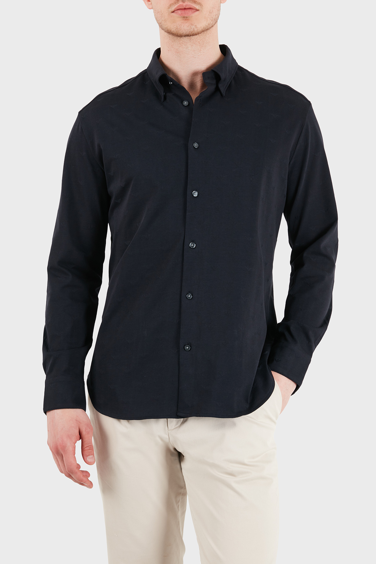 Emporio Armani % 100 Pamuk Regular Fit Uzun Kollu Erkek Gömlek EM005446 AF10762 FB469 SİYAH