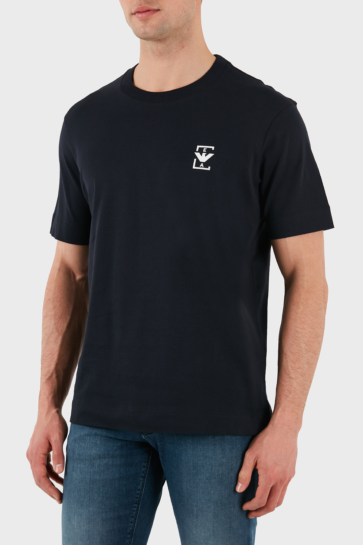Emporio Armani % 100 Pamuk Relaxed Fit Bisiklet Yaka Erkek T Shirt EM001068 AF12926 UB118 LACİVERT