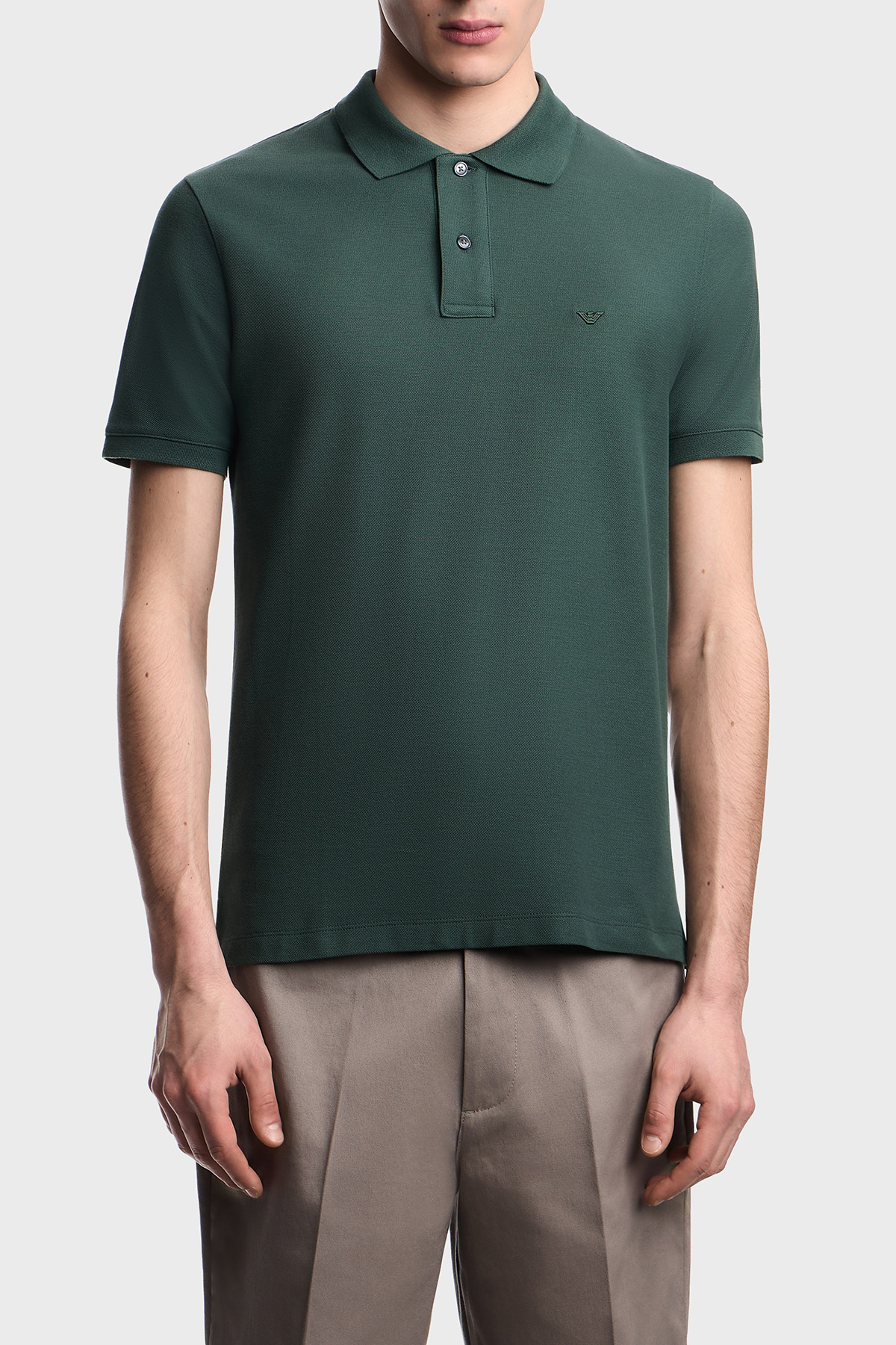Emporio Armani % 100 Pamuk Slim Fit Düğmeli Erkek Polo EM005239 AF10497 U7263 HAKİ
