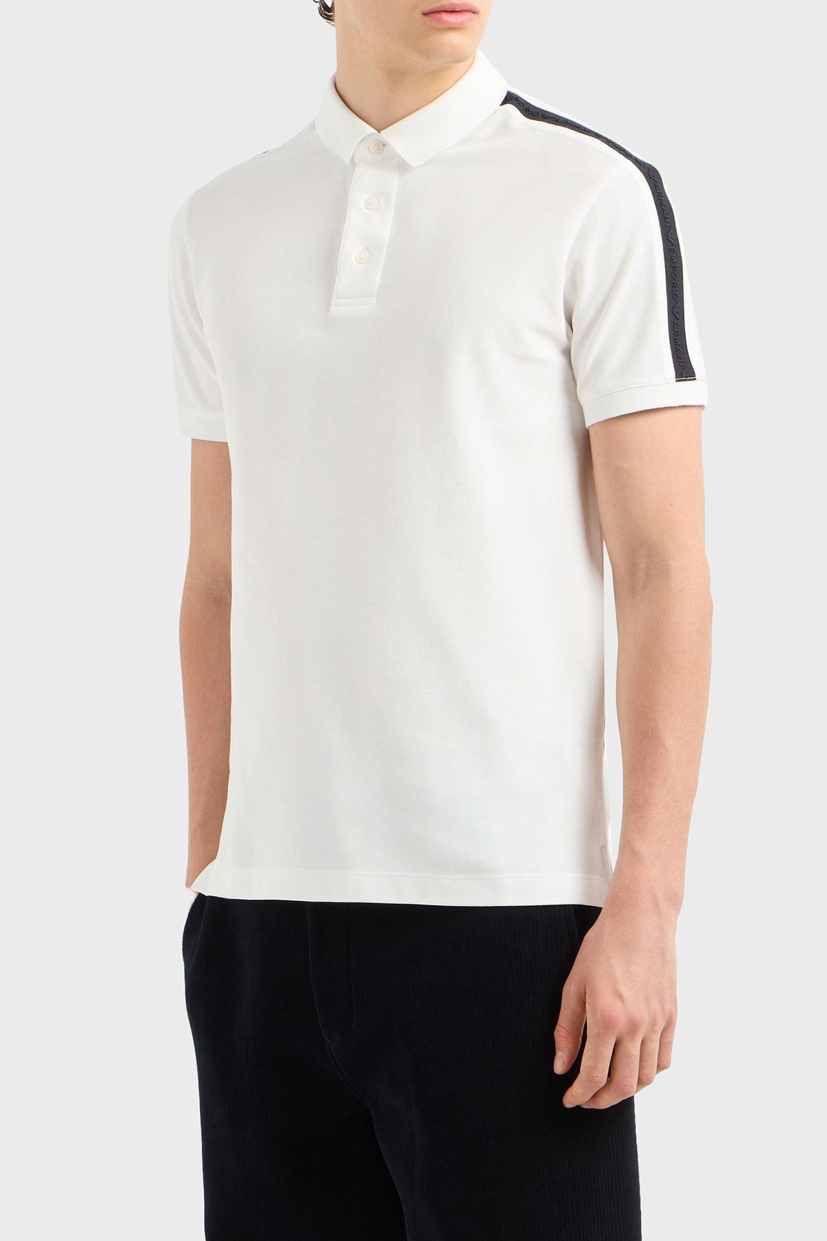 Emporio Armani % 100 Pamuk Slim Fit Erkek Polo Yaka T Shirt 6D1F81 1JCYZ 0101 BEYAZ