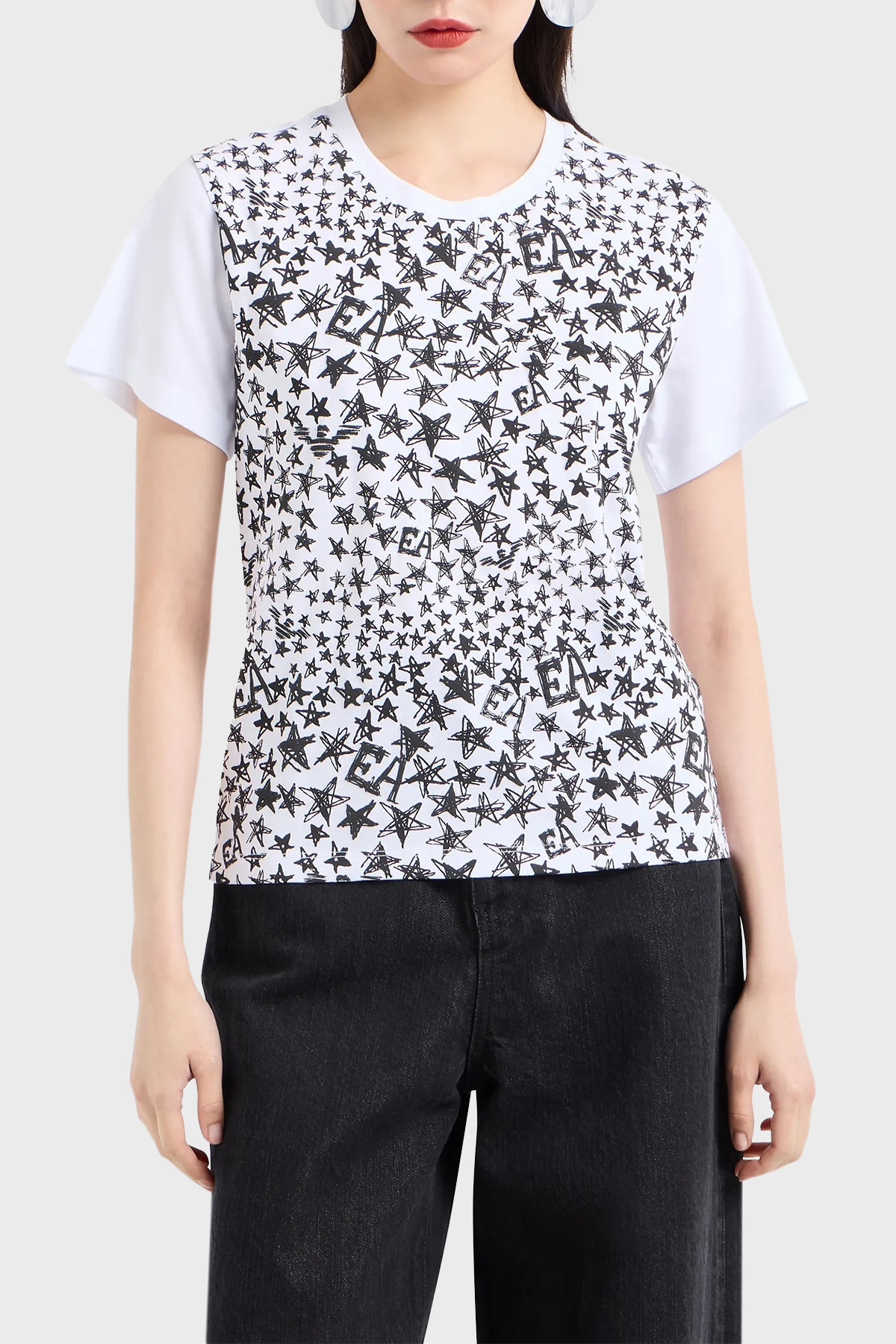Emporio Armani % 100 Pamuklu Bisiklet Yaka Kadın T Shirt 6D2T7L 2JIDZ 0100 BEYAZ
