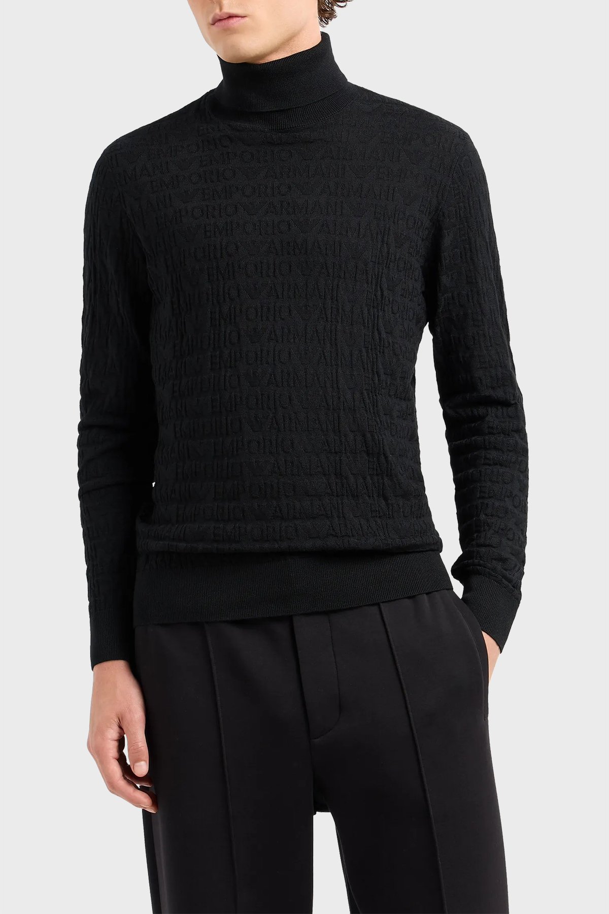 Emporio Armani % 100 Yünlü Balıkçı Yaka Erkek Kazak 6D1MXJ 1MJMZ 0999 SİYAH