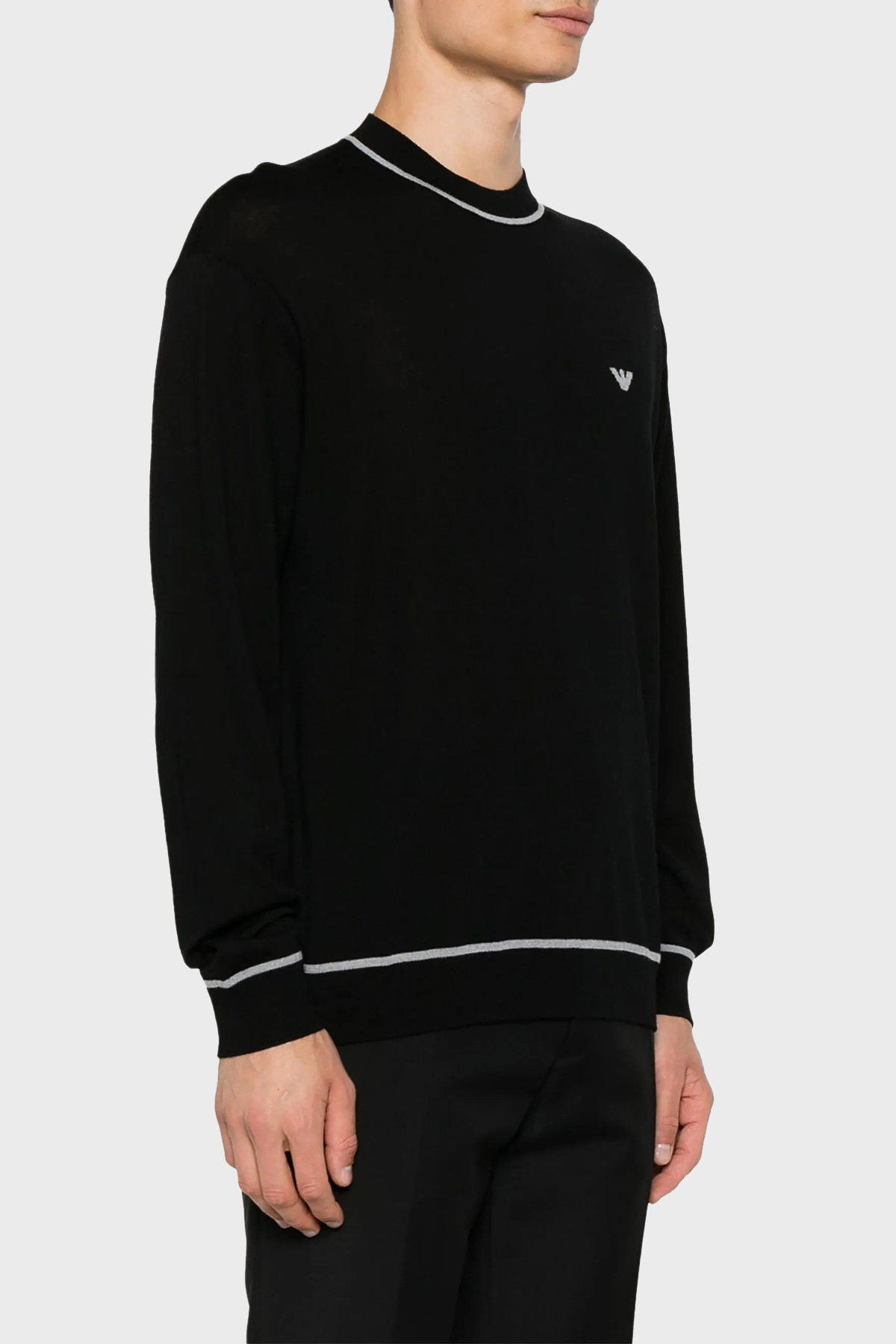 Emporio Armani % 100 Yünlü Bisiklet Yaka Erkek Kazak 6D1MXH 1MJLZ F036 SİYAH