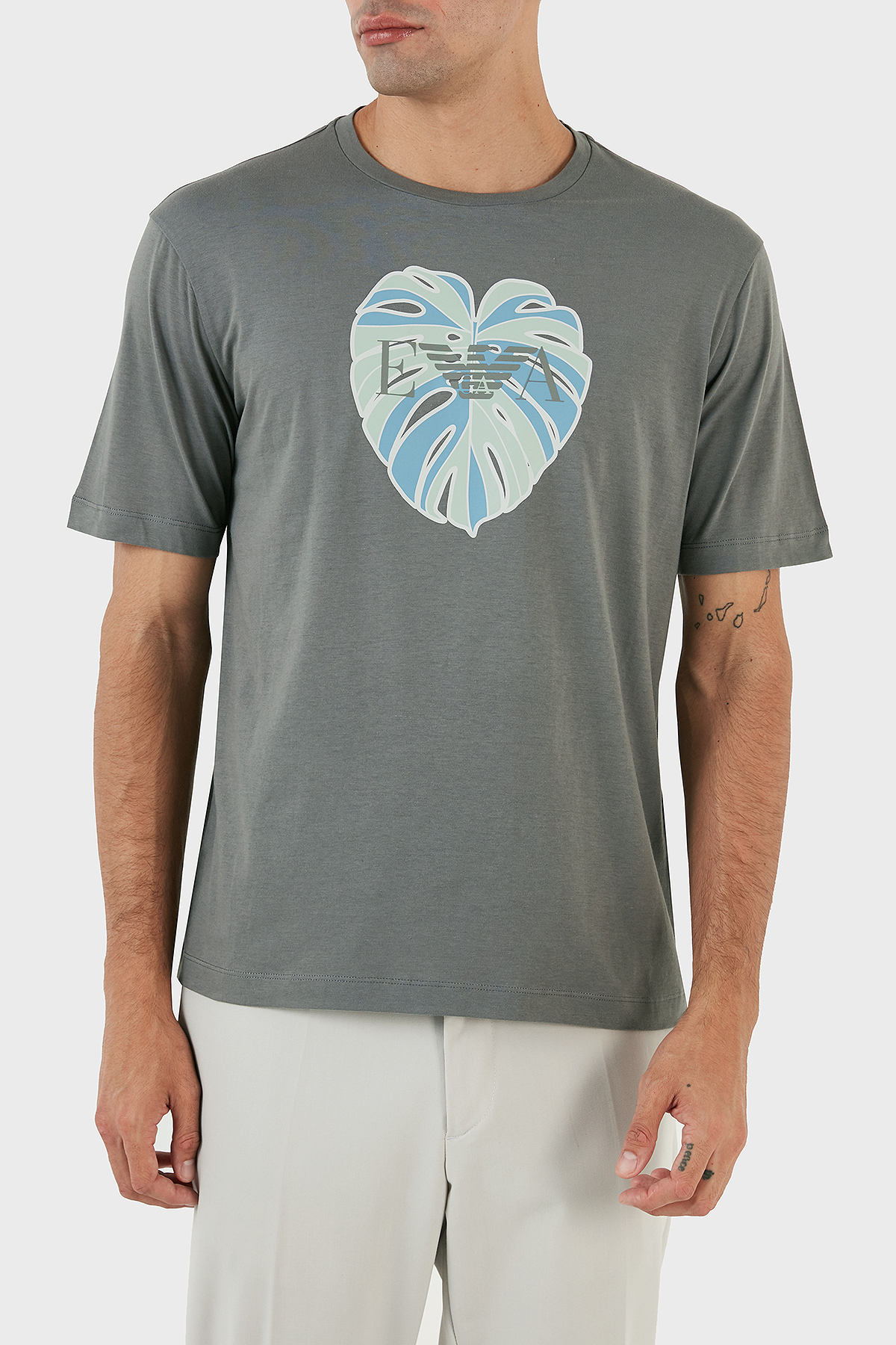 Emporio Armani Baskılı Bisiklet Yaka % 100 Pamuk Regular Fit Erkek T Shirt 3R1T6U 1JQ4Z 0630 ANTRASİT