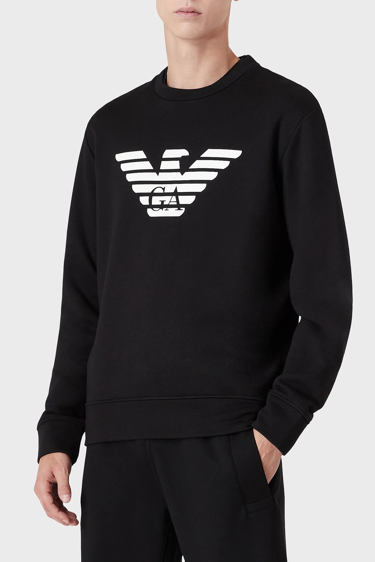 Emporio Armani Baskılı Bisiklet Yaka Pamuklu Erkek Sweat 8N1MR6 1JRIZ F008 SİYAH