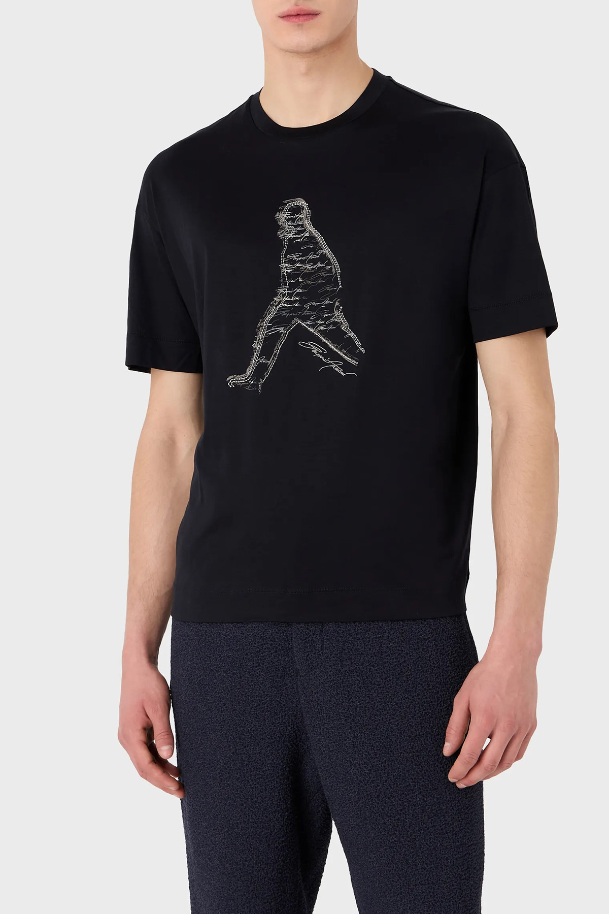 Emporio Armani Baskılı Bisiklet Yaka Regular Fit Erkek T Shirt 3R1TT9 1JUVZ 0920 LACİVERT