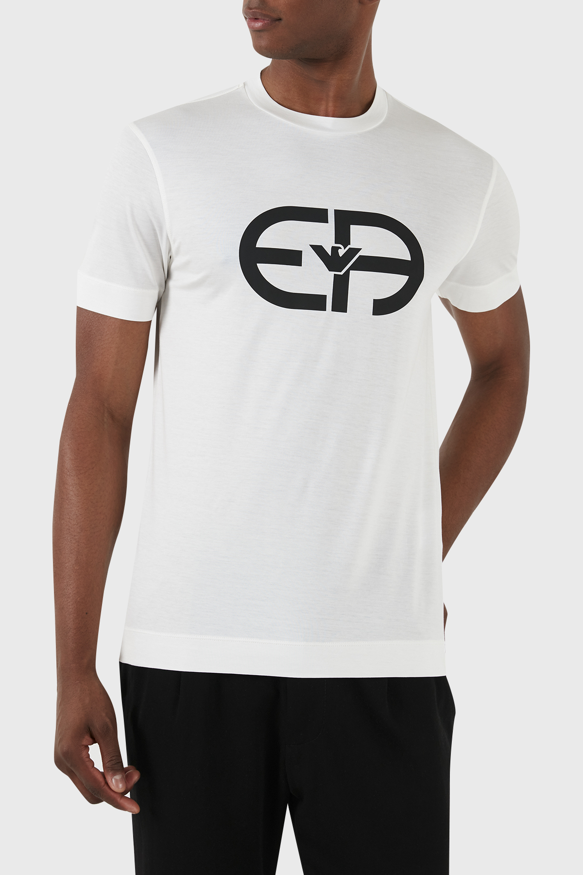 Emporio Armani Baskılı Slim Fit Bisiklet Yaka Erkek T Shirt 8N1TF6 1JUVZ 0101 BEYAZ