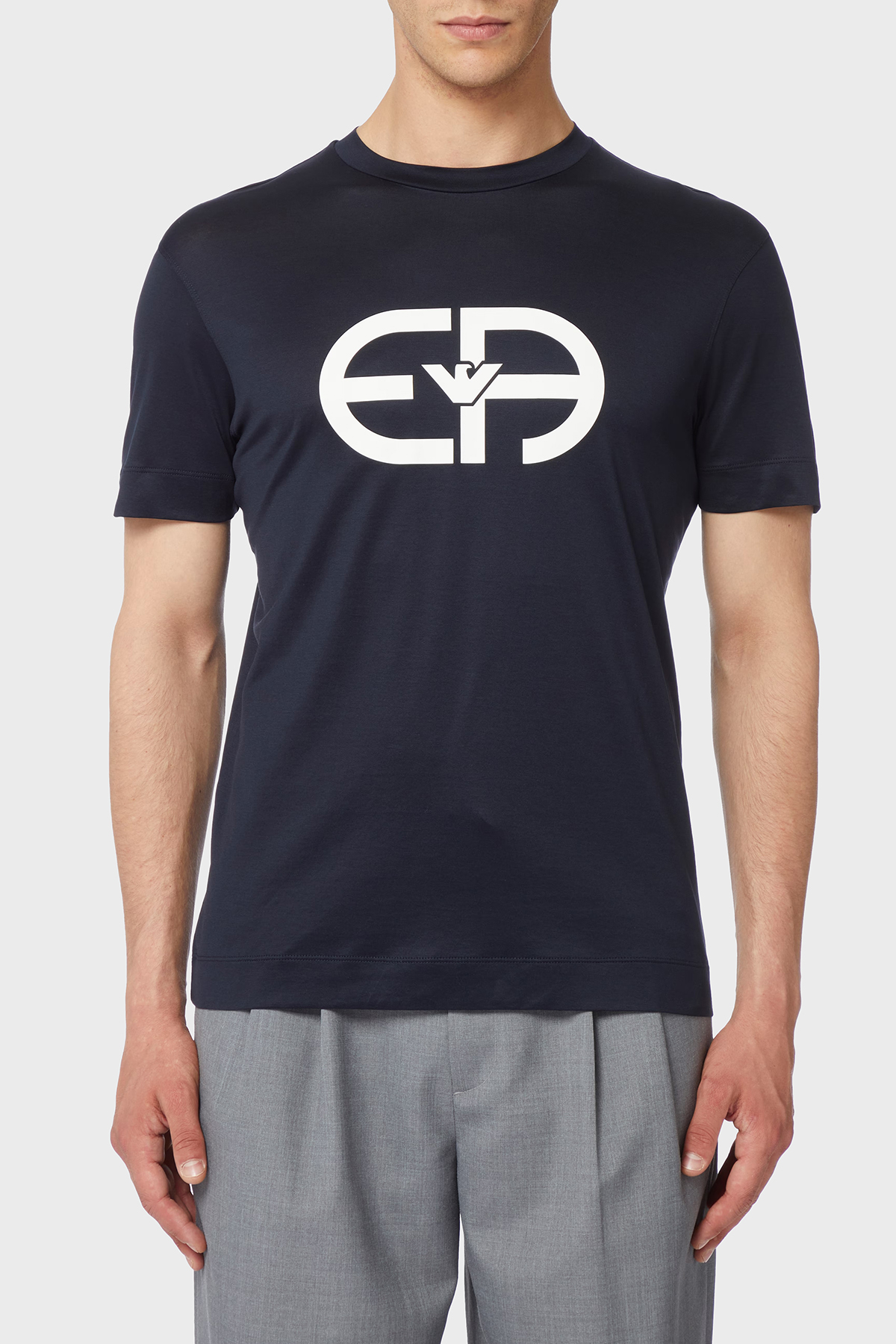 Emporio Armani Baskılı Slim Fit Bisiklet Yaka Erkek T Shirt 8N1TF6 1JUVZ 0920 LACİVERT