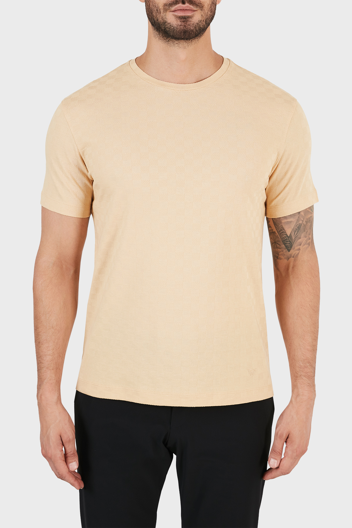 Emporio Armani Bisiklet Yaka % 100 Pamuk Erkek T Shirt 3K1T7P 1JM8Z 0112 BEJ