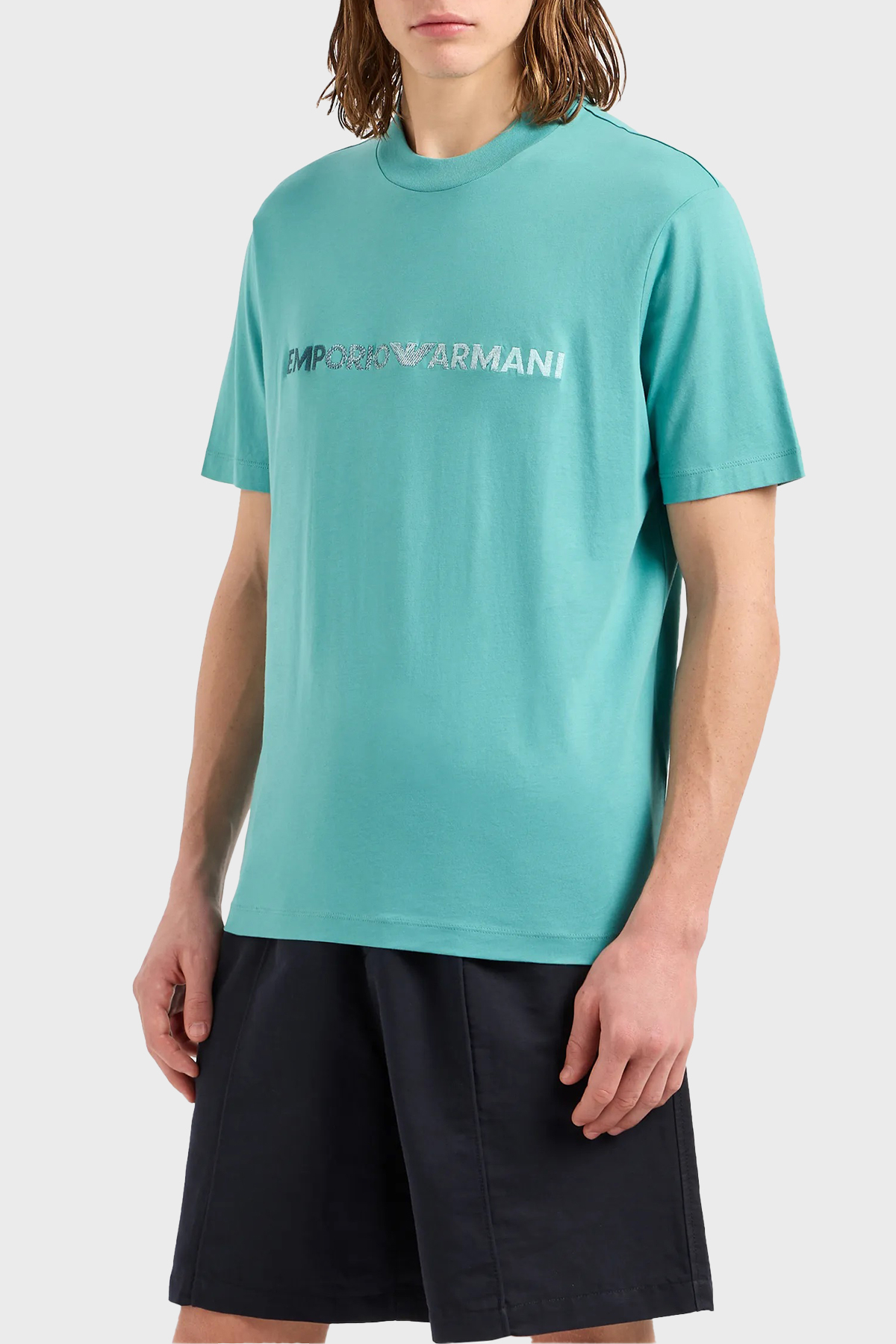 Emporio Armani Bisiklet Yaka % 100 Pamuk Regular Fit Erkek T Shirt 3D1TG3 1JPZZ 0758 TURKUAZ