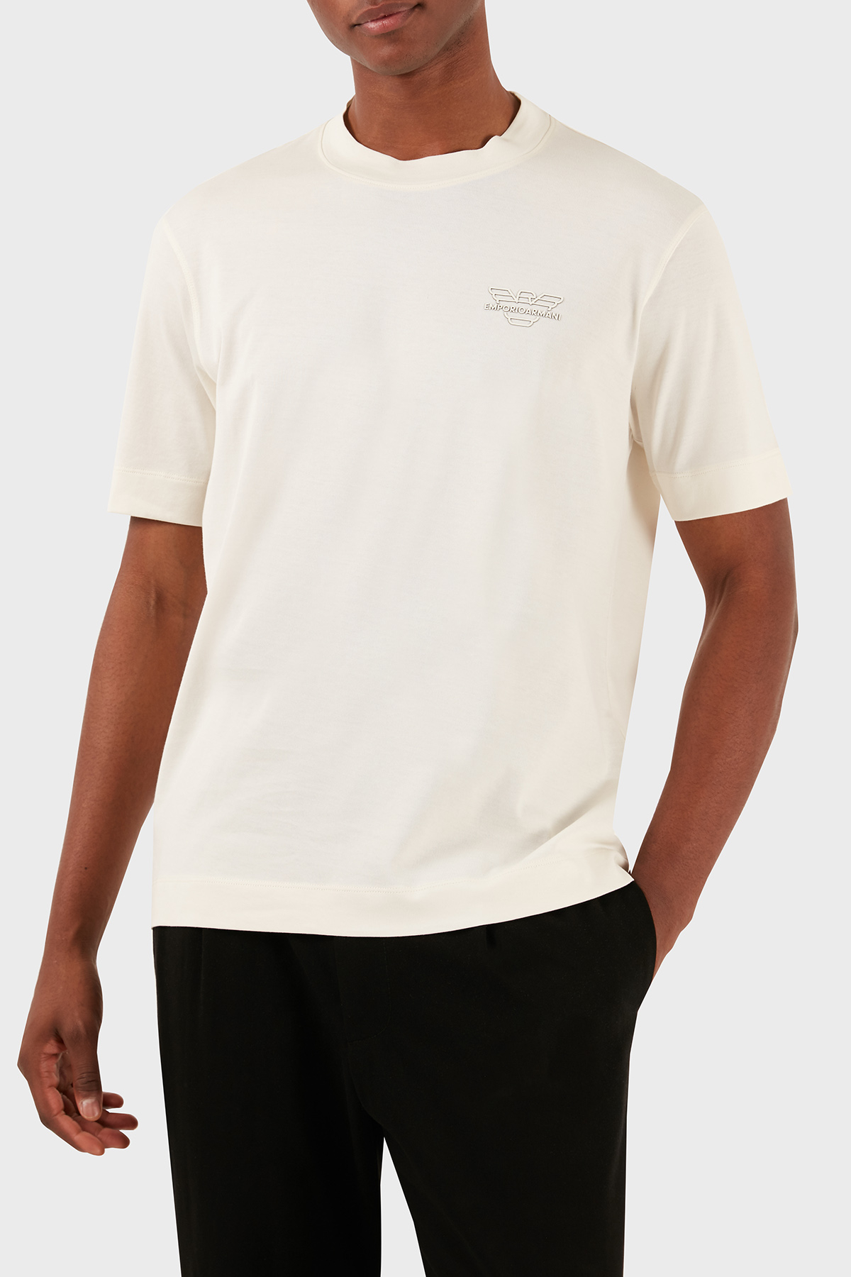 Emporio Armani Bisiklet Yaka % 100 Pamuk Regular Fit Erkek T Shirt 3D1TH3 1JOCZ 01A6 EKRU