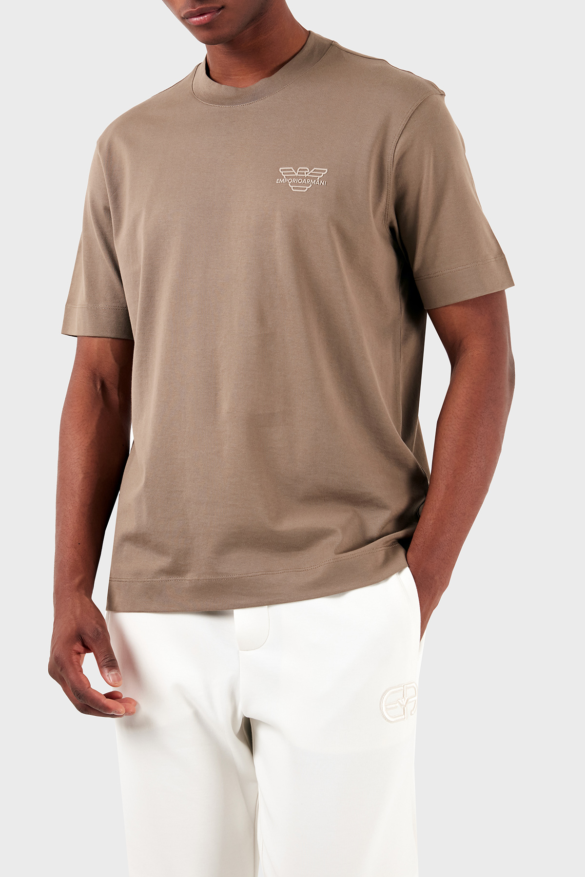 Emporio Armani Bisiklet Yaka % 100 Pamuk Regular Fit Erkek T Shirt 3D1TH3 1JOCZ 04B4 KAHVE