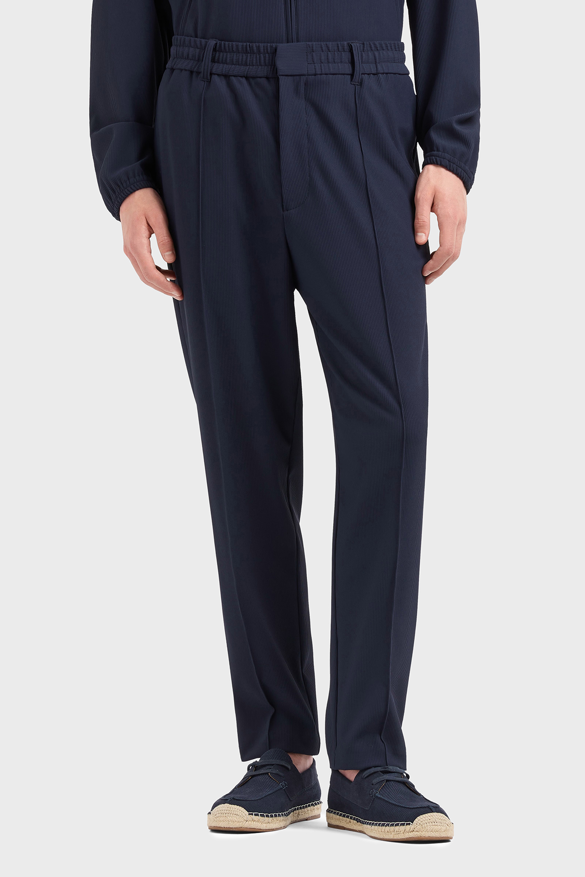 Emporio Armani Çimalı Regular Fit Normal Bel Düz Paça Fitilli Erkek Pantolon EM001508 AF14076 UB118 LACİVERT