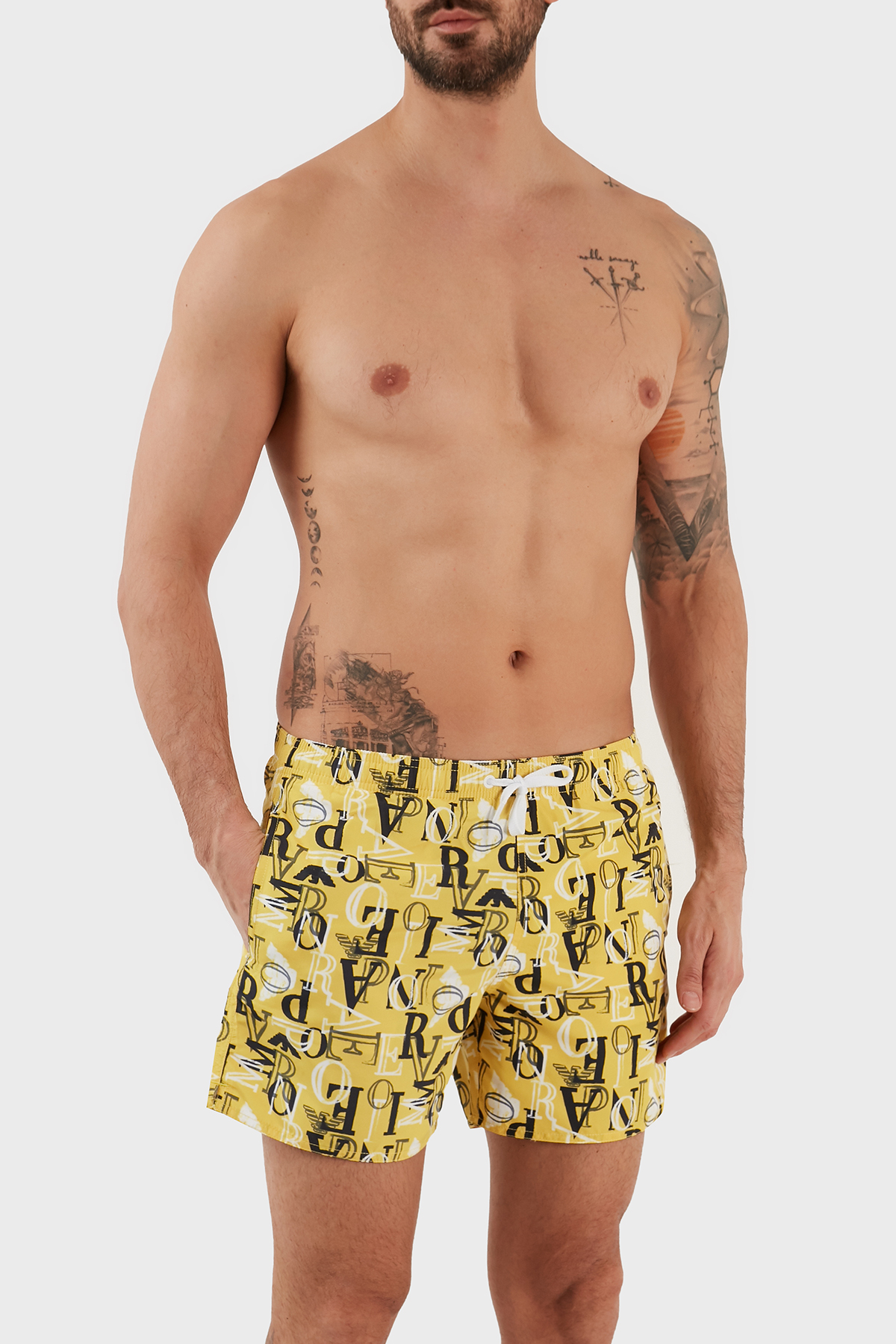 Emporio Armani Deniz Şortu Regular Fit Cepli Erkek Mayo Short 211740 3R445 10760 SARI