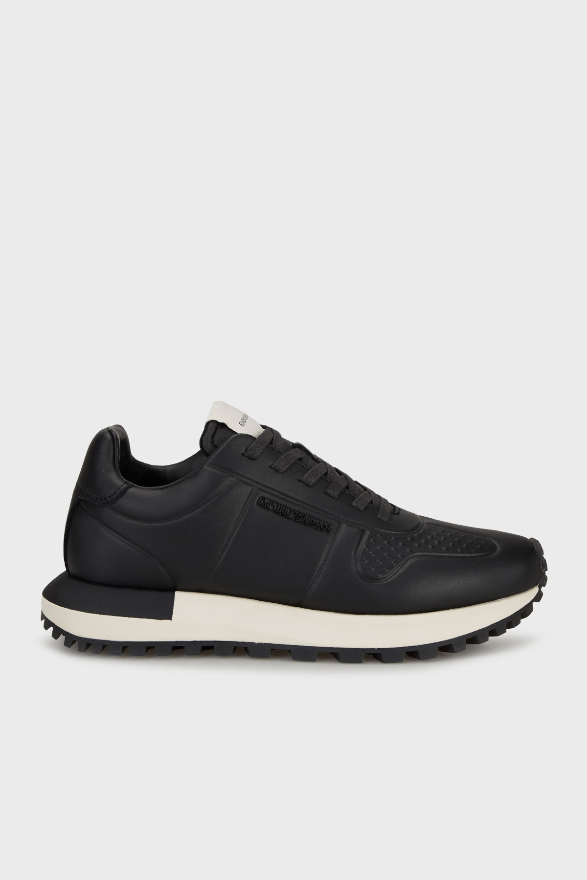 Emporio Armani Deri Kalın Tabanlı Sneaker Erkek Ayakkabı EM003740 AF19726 MC005 SİYAH