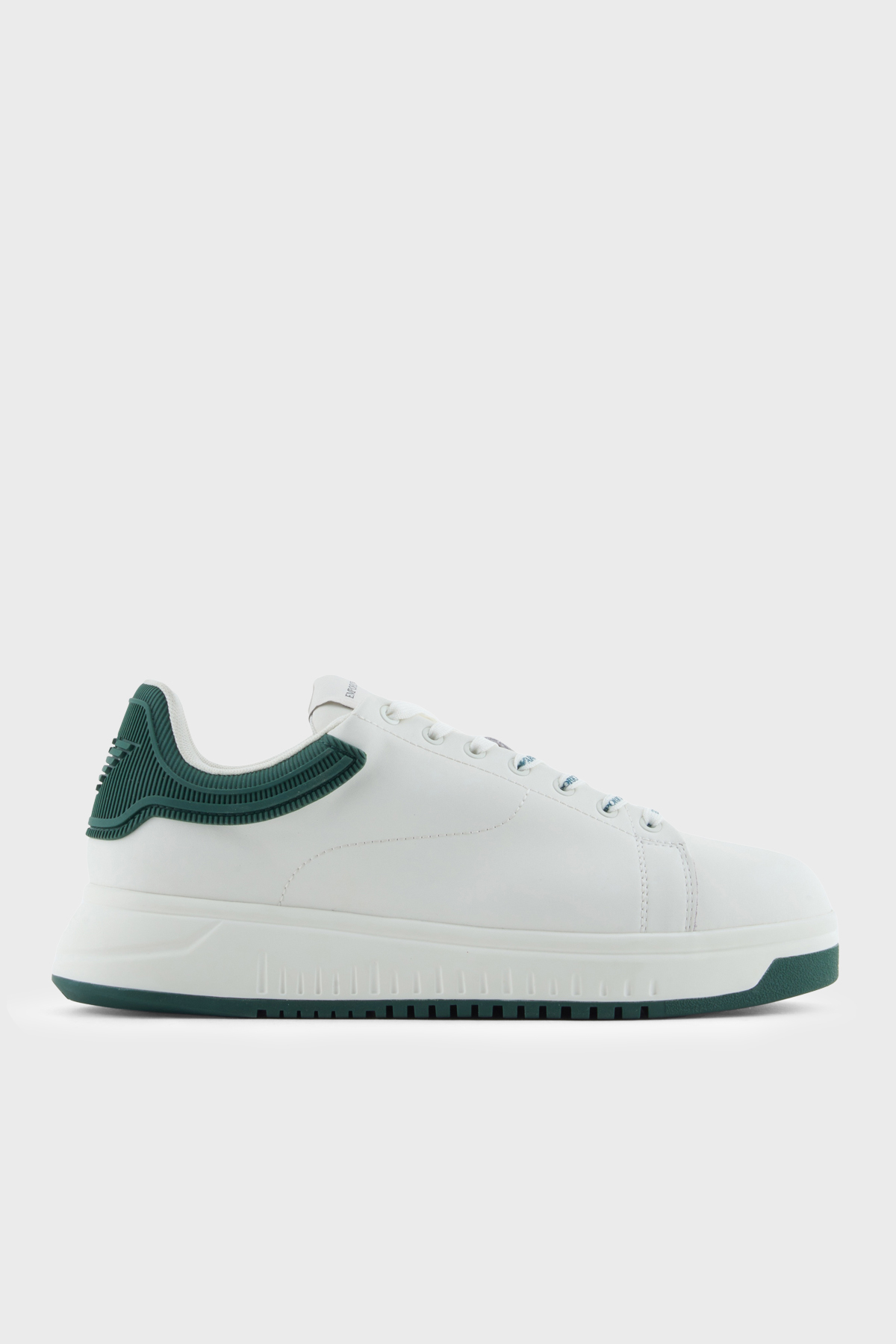 Emporio Armani Deri Logolu Sneaker Erkek Ayakkabı EM003663 AF18212 M0095 BEYAZ-HAKİ